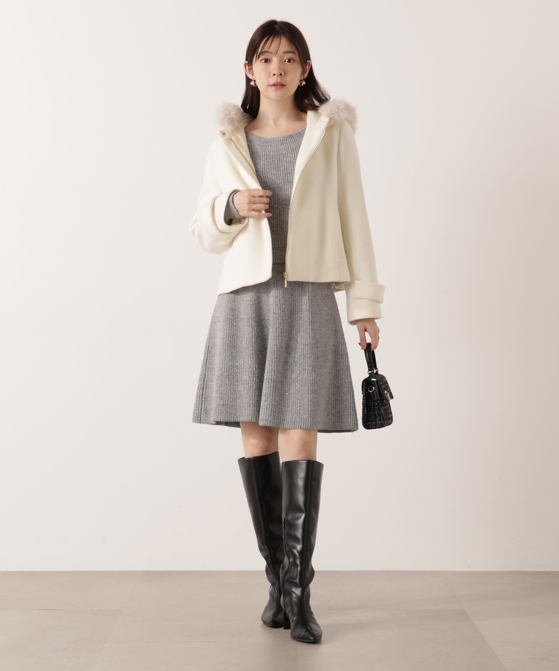 PROPORTION BODY DRESSING「モッサフードフェイクファーショートコート 25AW」|ブルゾン・スタジャン|