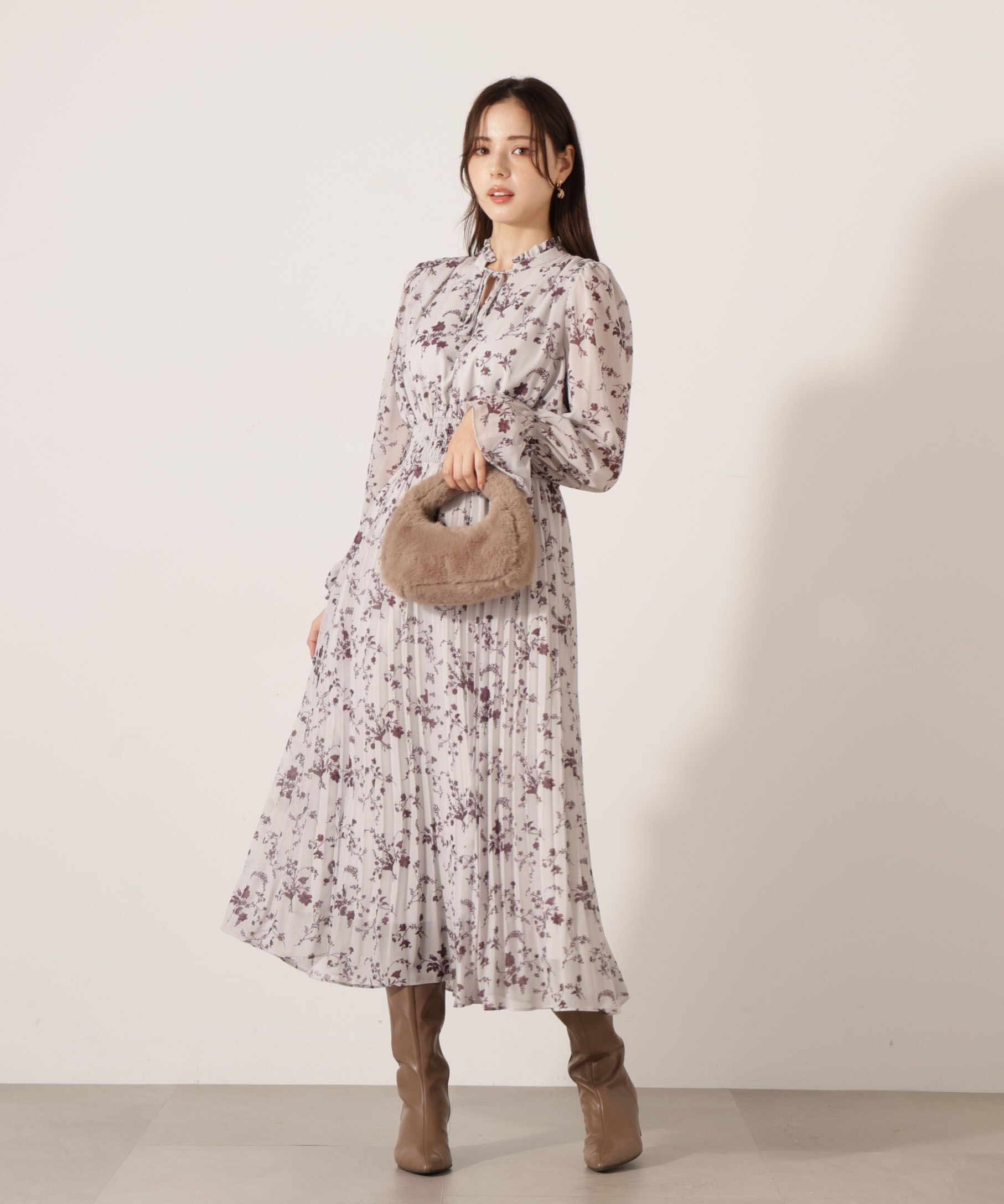 PROPORTION BODY DRESSING「花柄プリーツワンピース 25AW」|ワンピース|