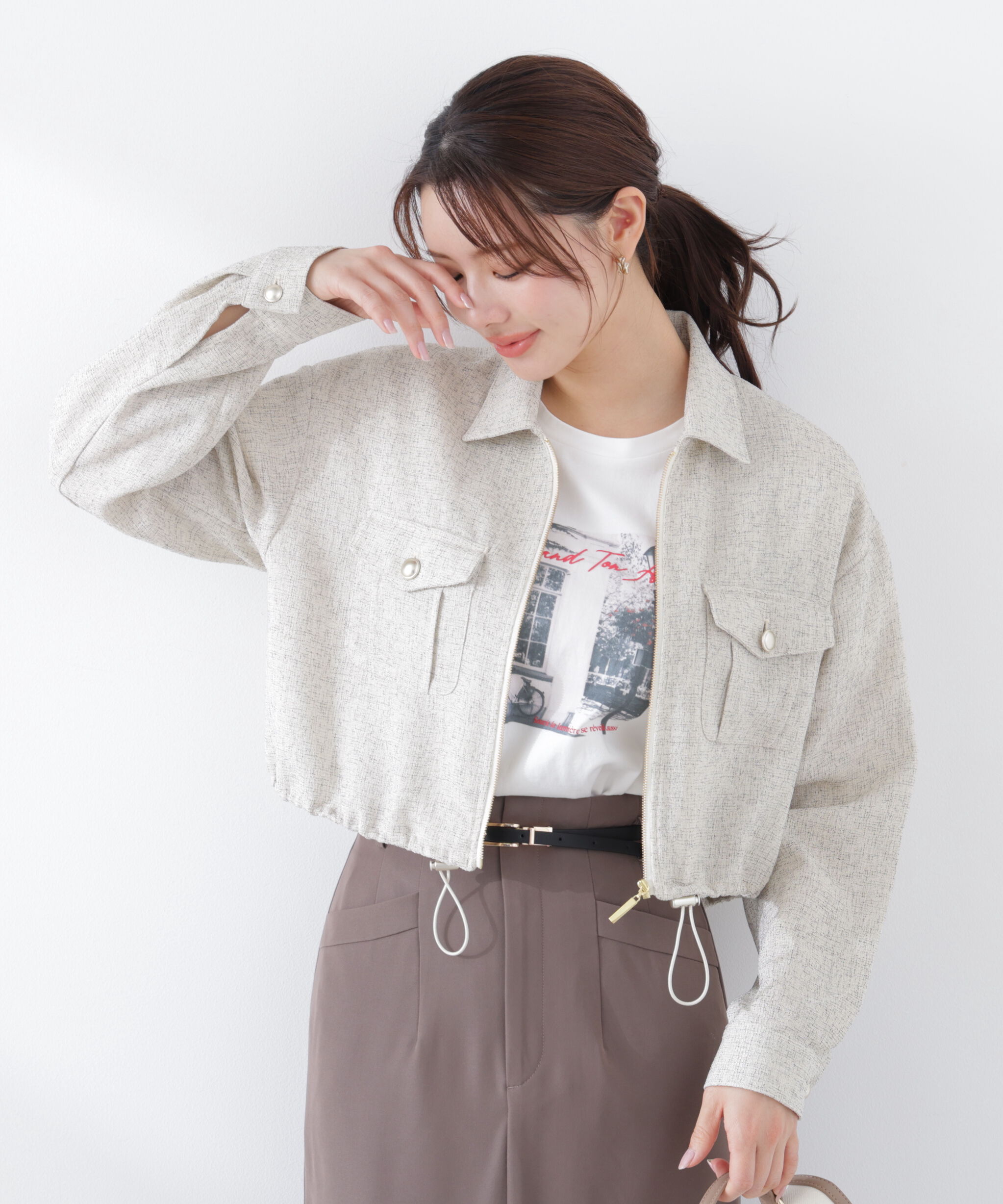 PROPORTION BODY DRESSING「スプリングツイードブルゾン　26SS」|ブルゾン・スタジャン|