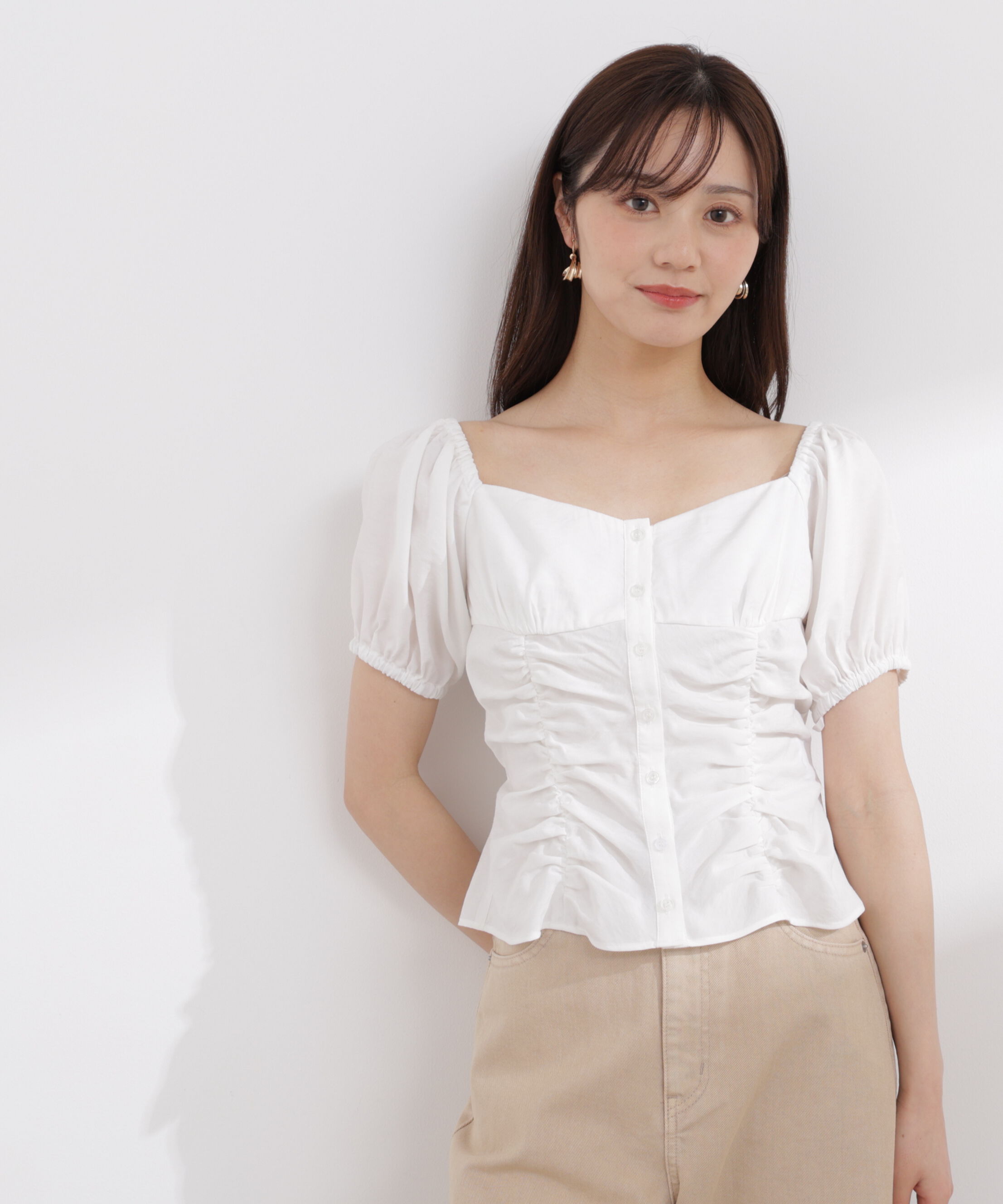 PROPORTION BODY DRESSING「〈a/mie〉パフスリーブドロストブラウス 26SS」|シャツ・ブラウス|ホワイト