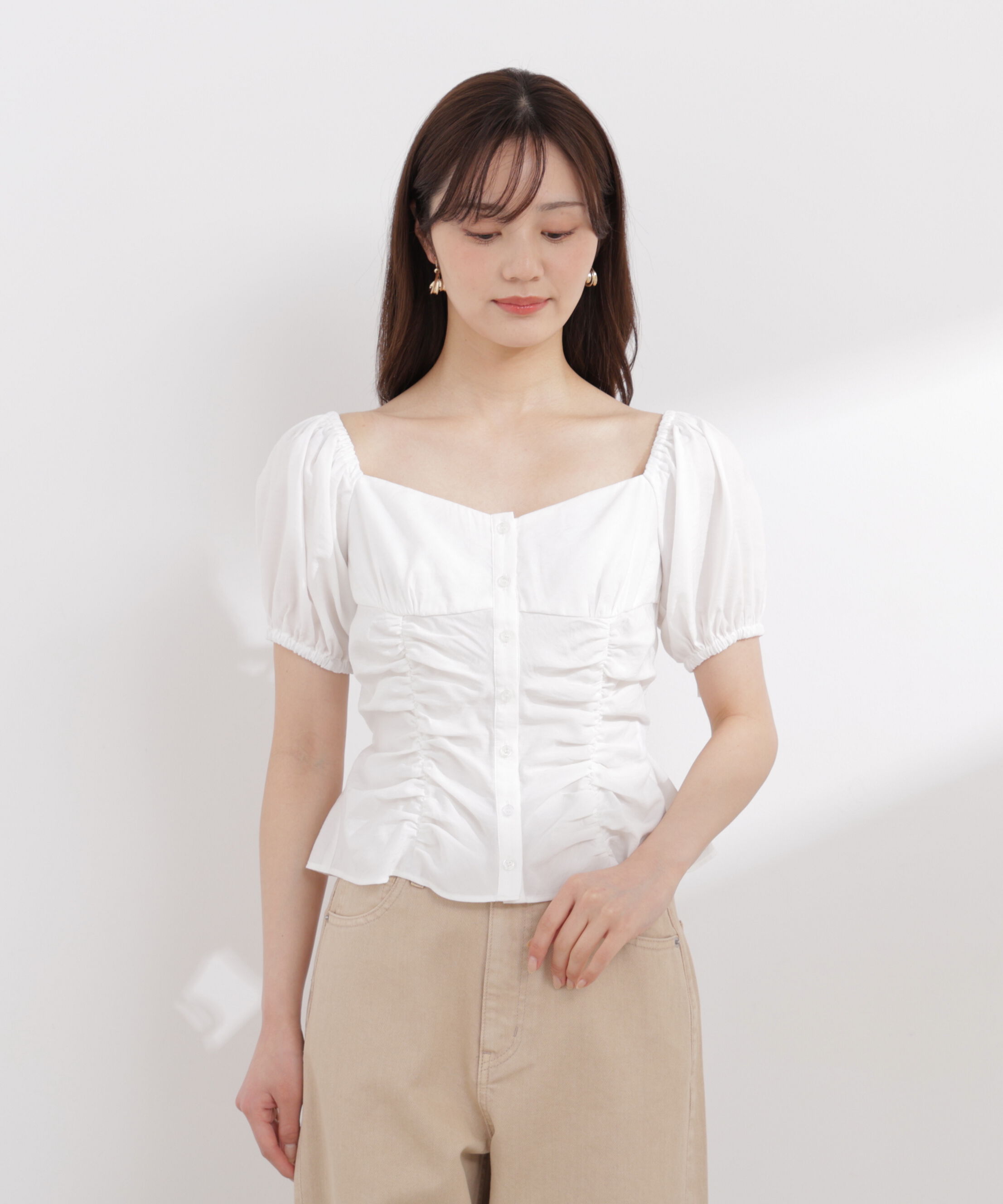 PROPORTION BODY DRESSING「〈a/mie〉パフスリーブドロストブラウス 26SS」|シャツ・ブラウス|