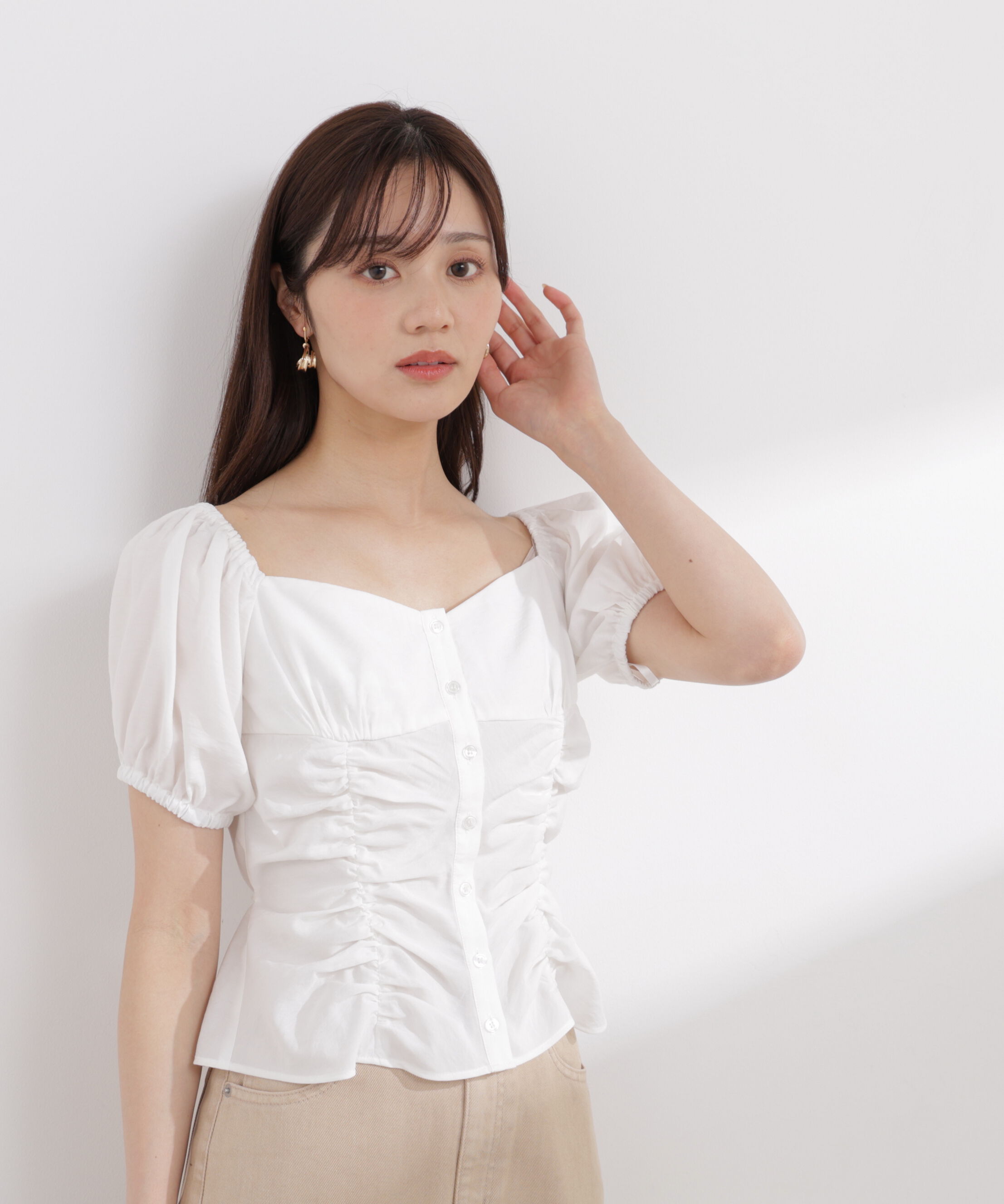 PROPORTION BODY DRESSING「〈a/mie〉パフスリーブドロストブラウス 26SS」|シャツ・ブラウス|