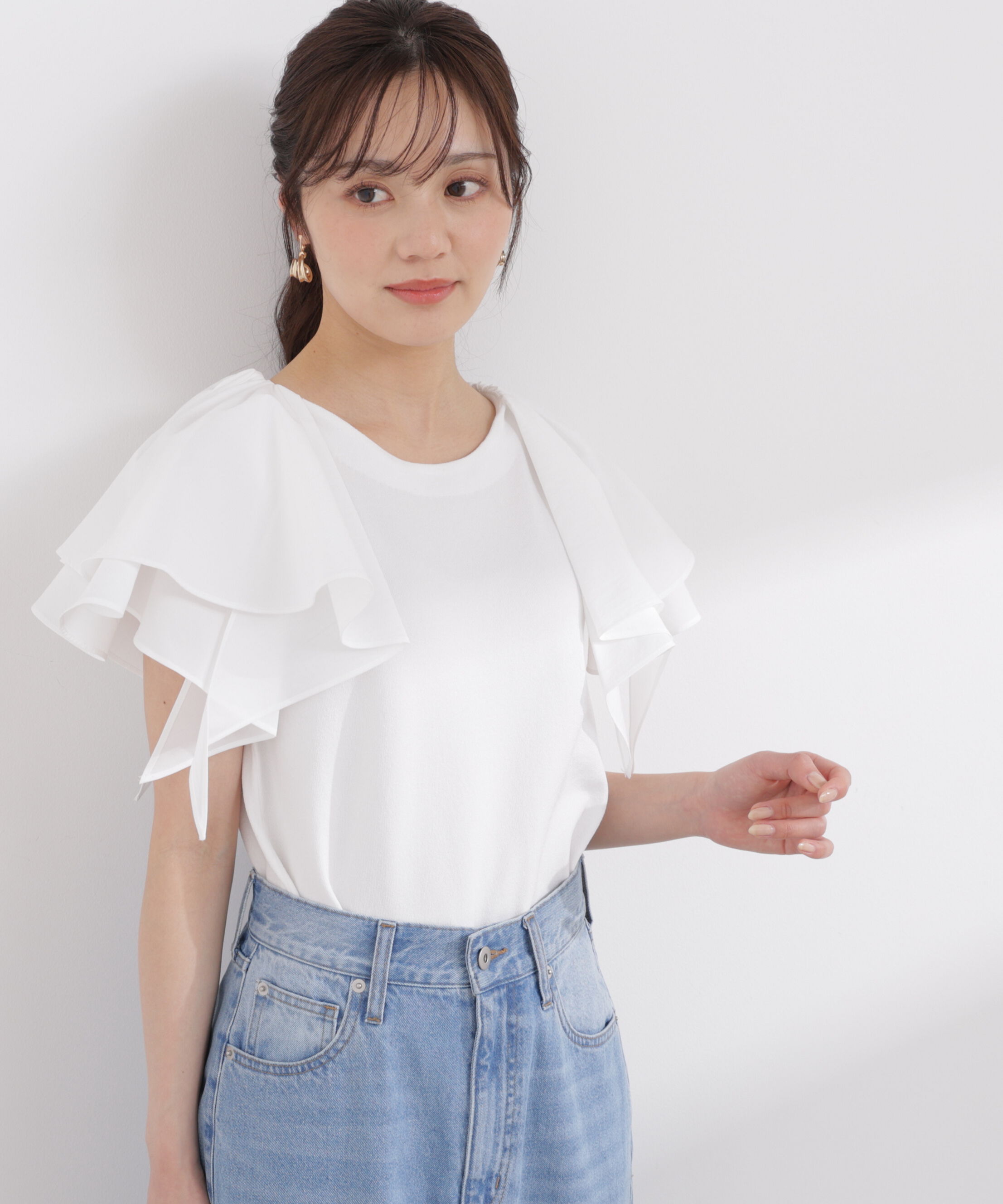 PROPORTION BODY DRESSING「ボリュームラッフルスリーブニット 26SS」|ニット・セーター|