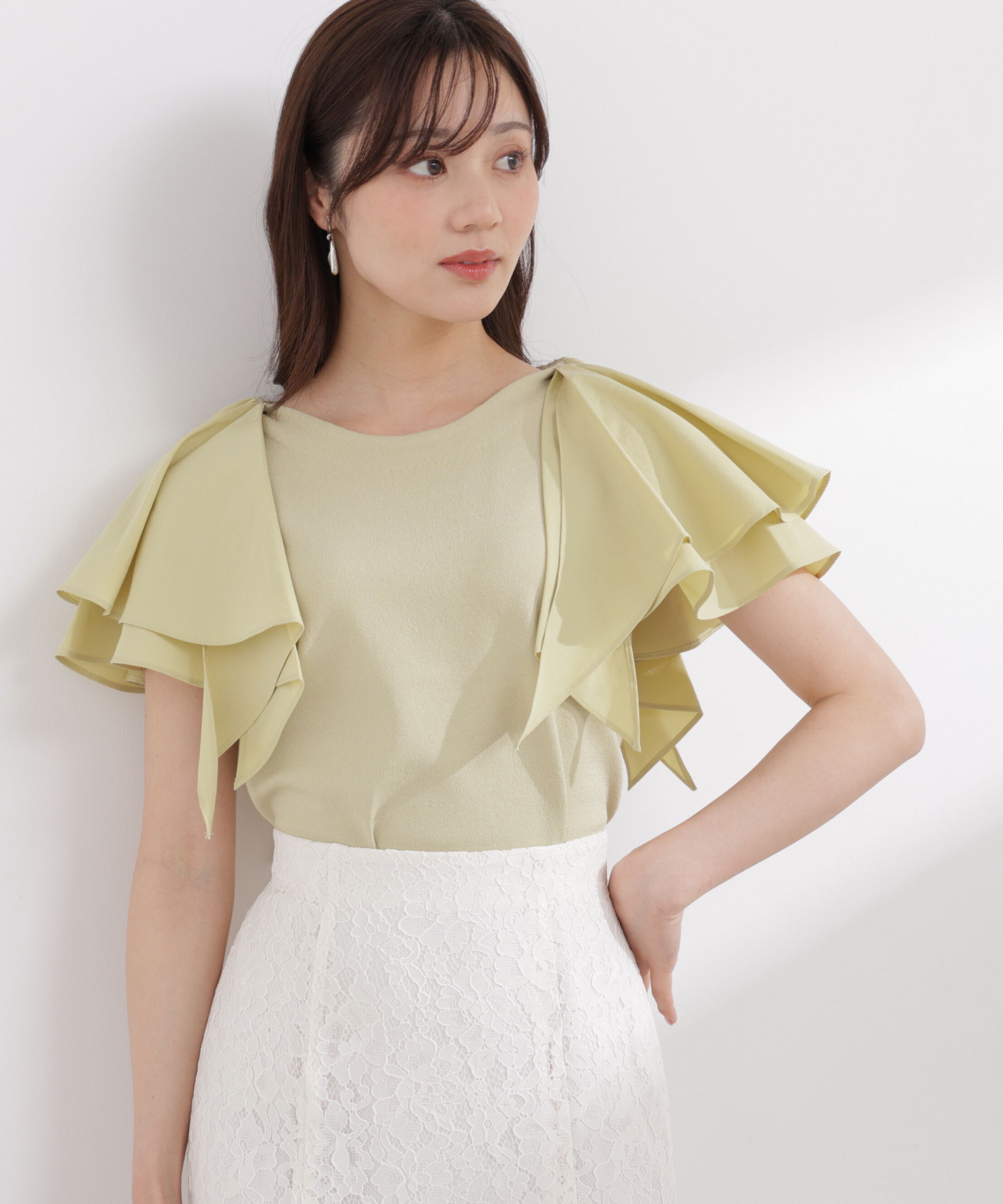 PROPORTION BODY DRESSING「ボリュームラッフルスリーブニット 26SS」|ニット・セーター|