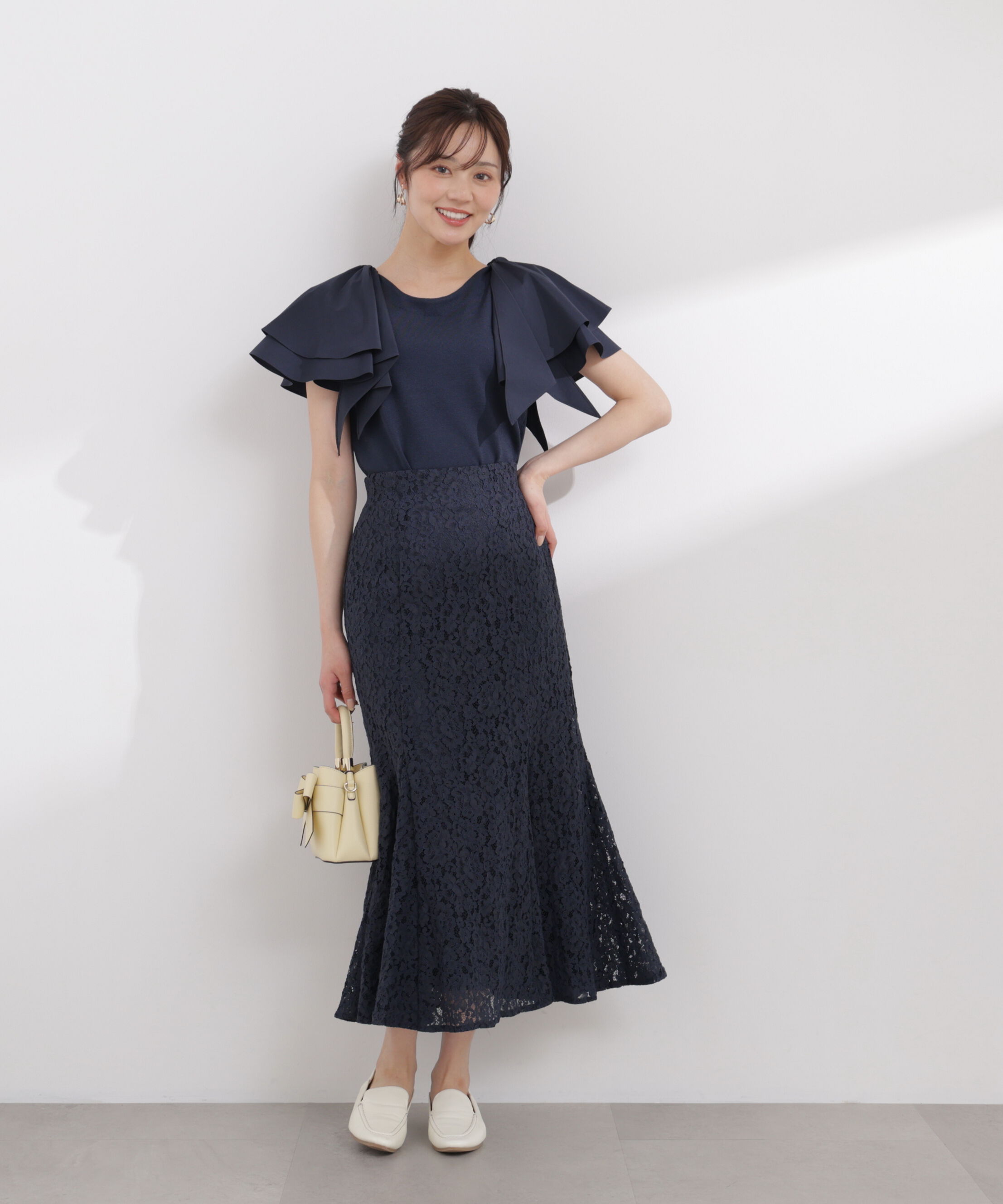 PROPORTION BODY DRESSING「ボリュームラッフルスリーブニット 26SS」|ニット・セーター|