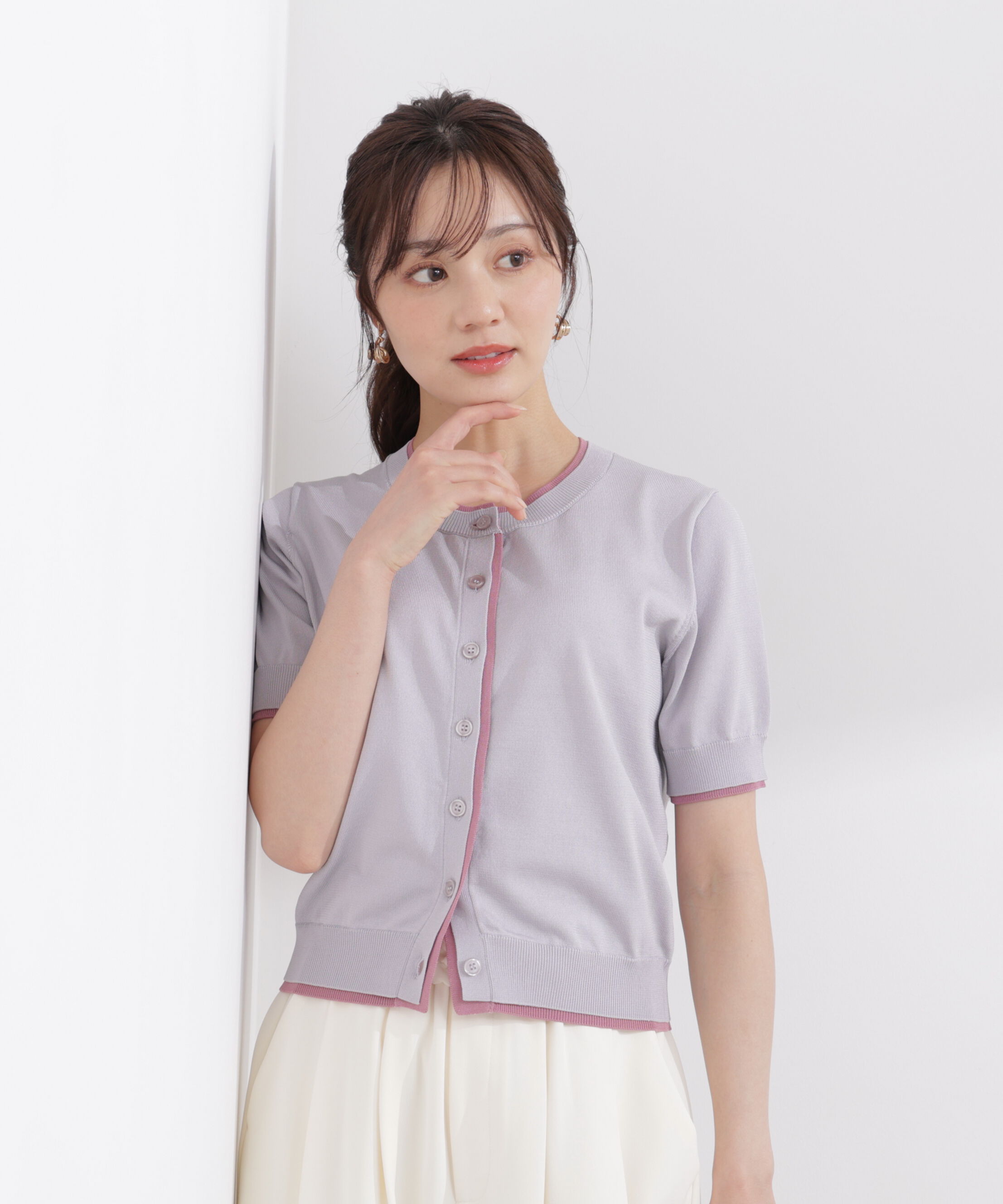 PROPORTION BODY DRESSING「〈a/mie〉配色カーディガン 26SS」|ニット・セーター|