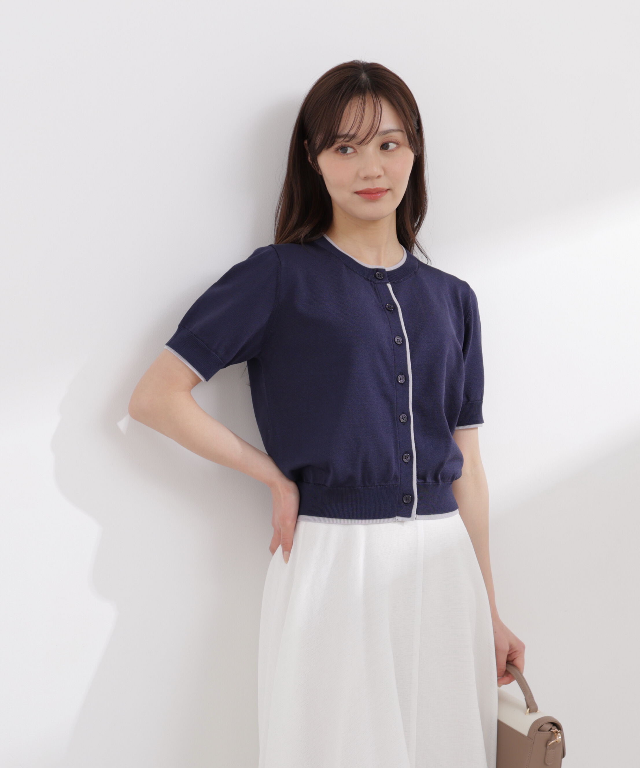 PROPORTION BODY DRESSING「〈a/mie〉配色カーディガン 26SS」|ニット・セーター|