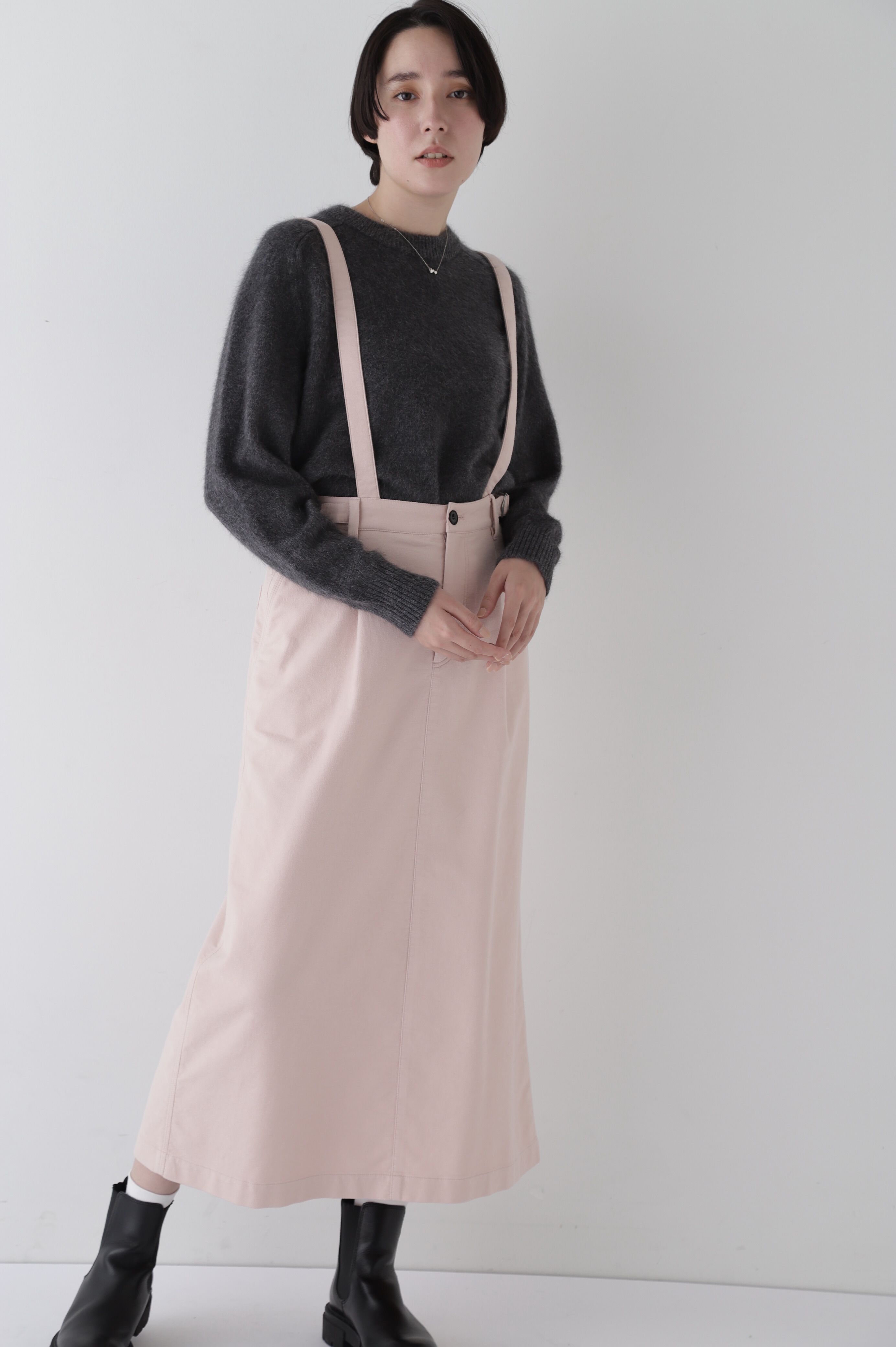  「◆ストレッチエアリードットコードサスペンダースカート」|スカート|ピンク