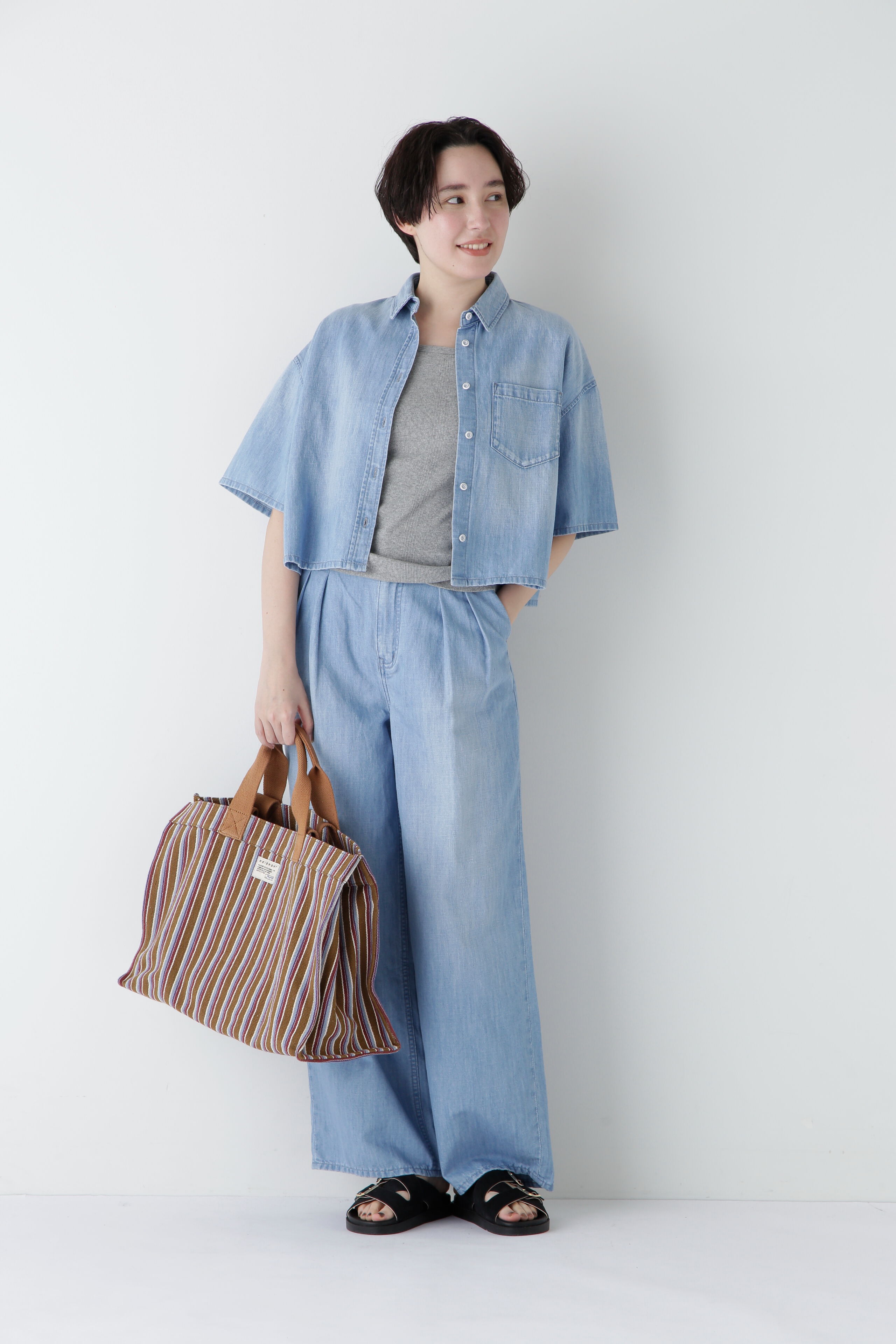  「◆クロップド半袖デニムブラ」|シャツ・ブラウス|