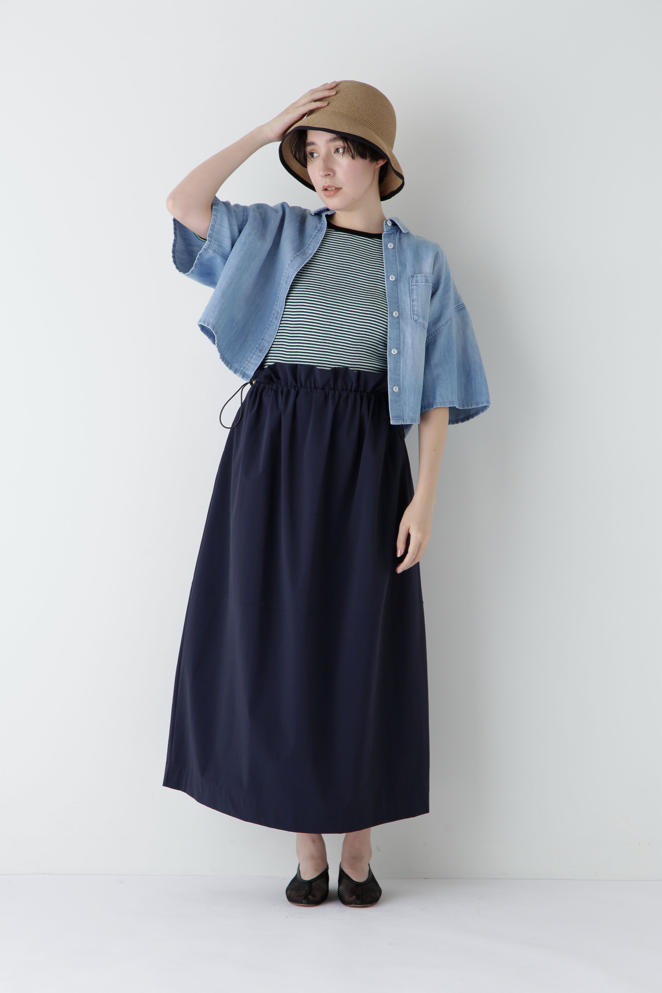  「◆クロップド半袖デニムブラ」|シャツ・ブラウス|