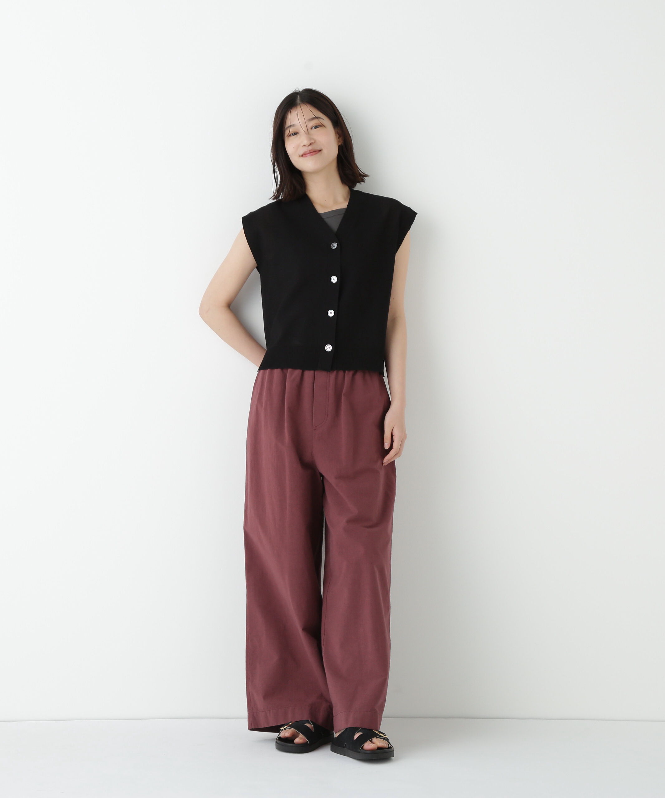  「◆コットンリネンウェザー近江晒シェフパンツ」|その他|