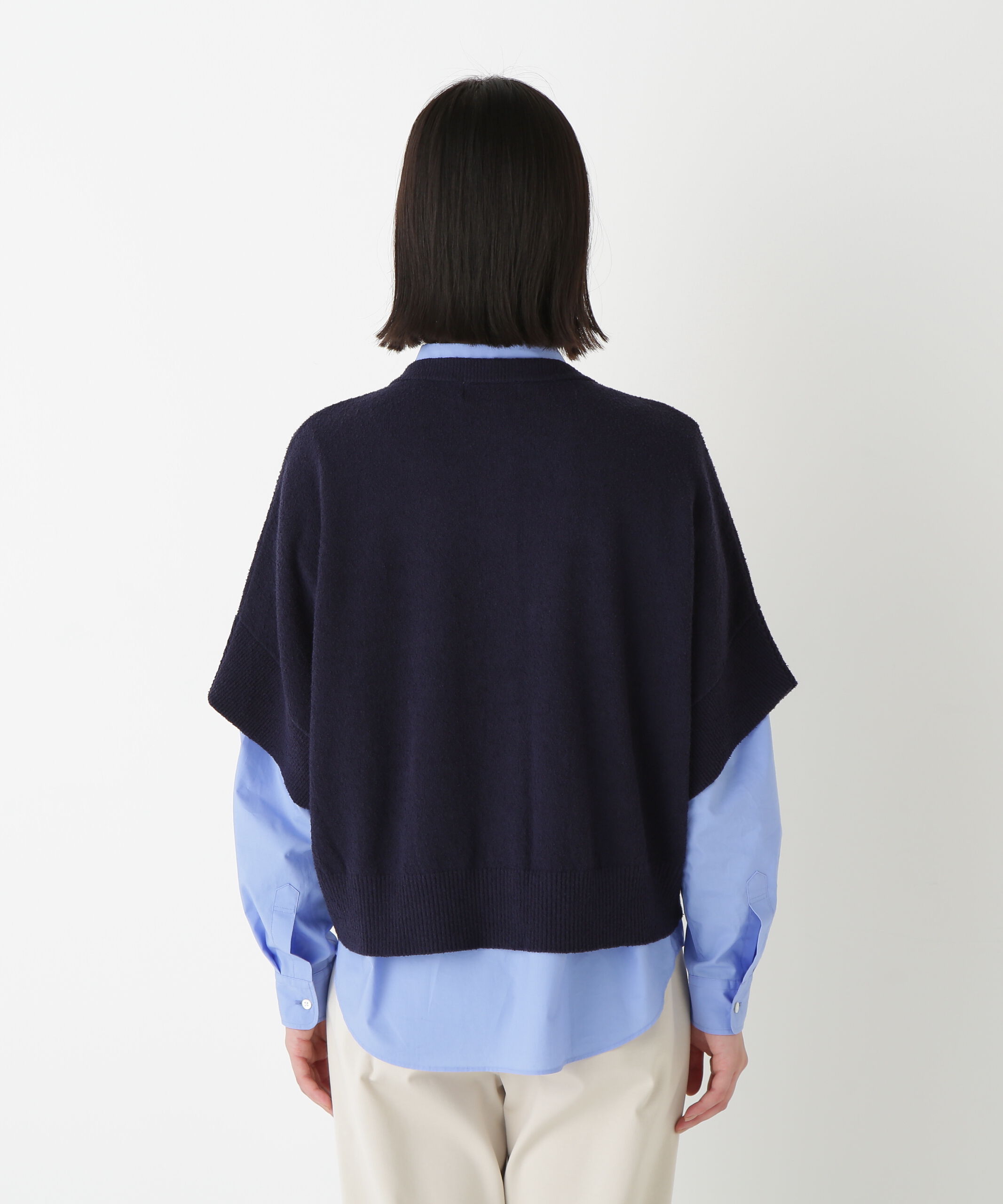  「◆綿ナイロンブークレ半袖カーディガン」|ニット・セーター|