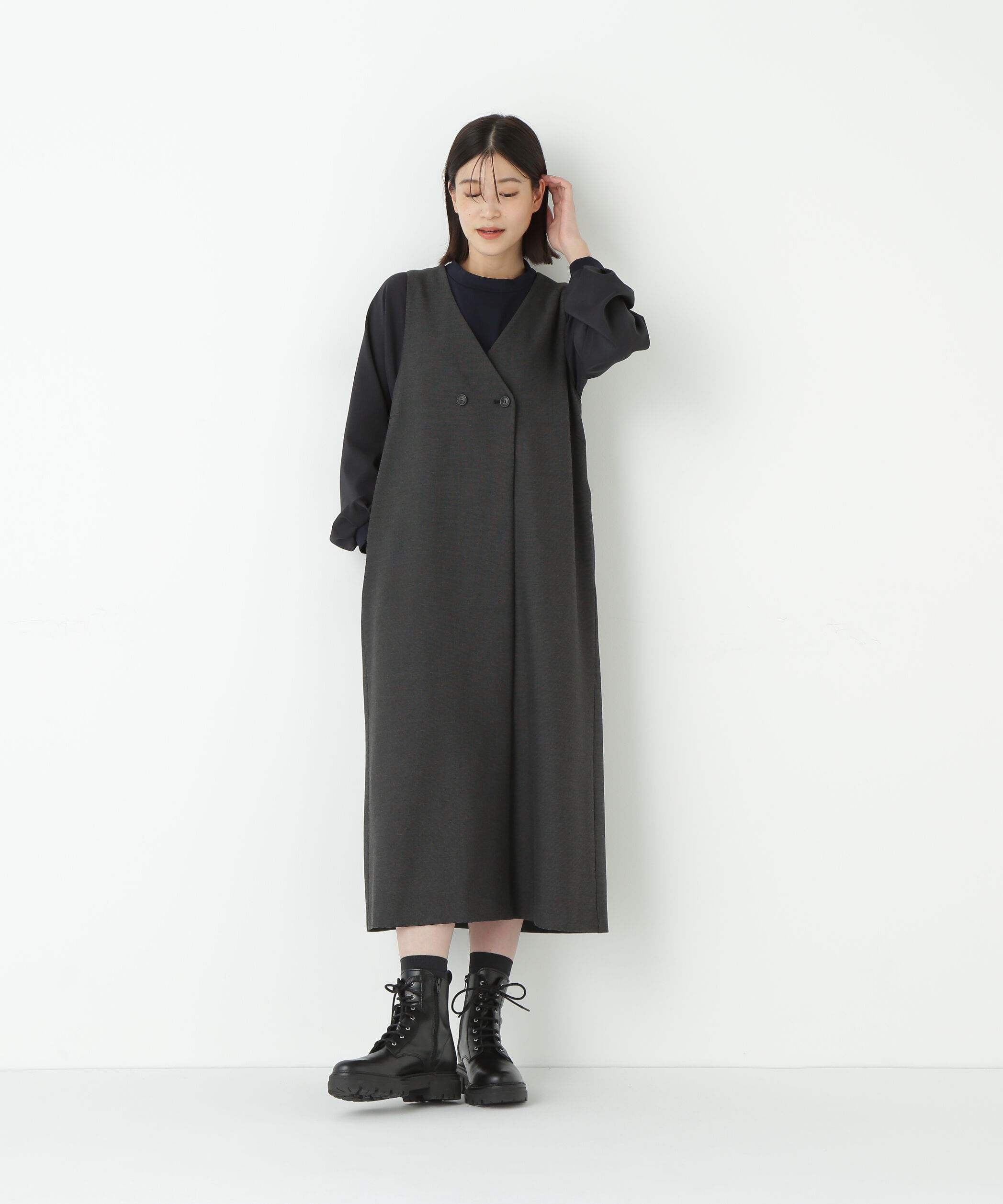  「◆ＴＲストレッチＶネックジャンスカ」|ワンピース|