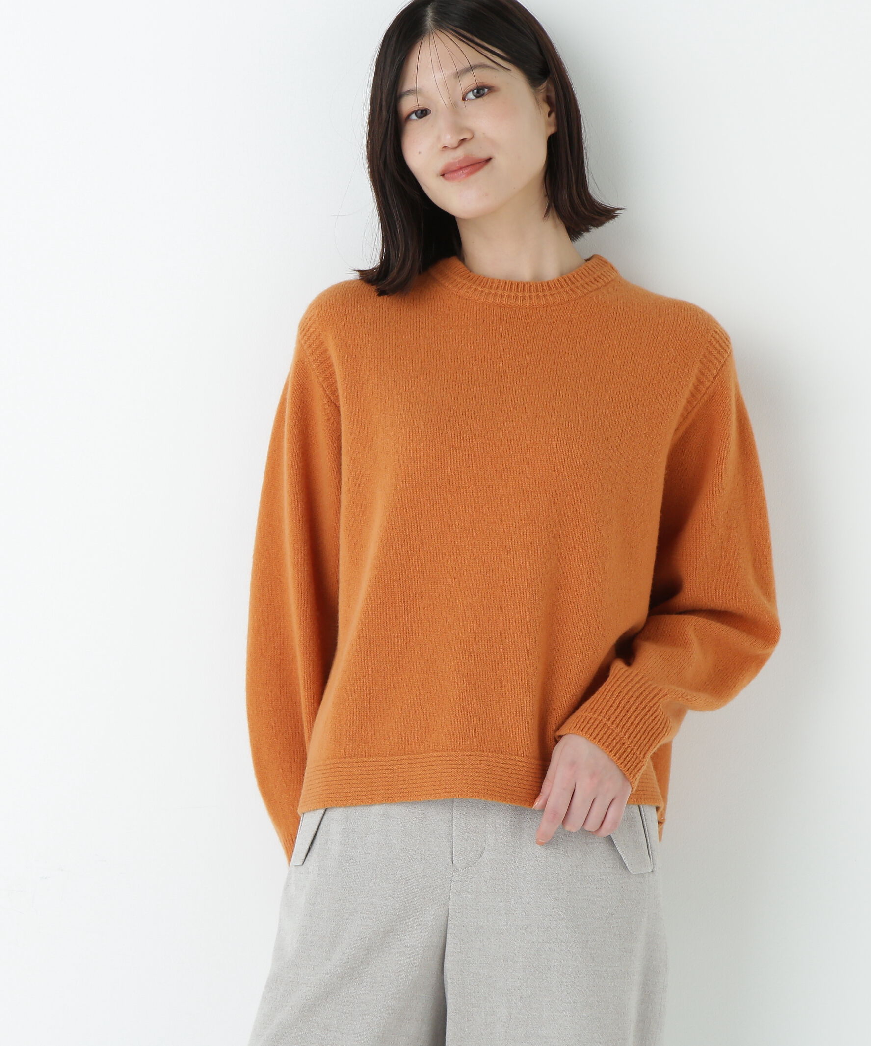  「ミドルゲージエアリーニット」|ニット・セーター|オレンジ