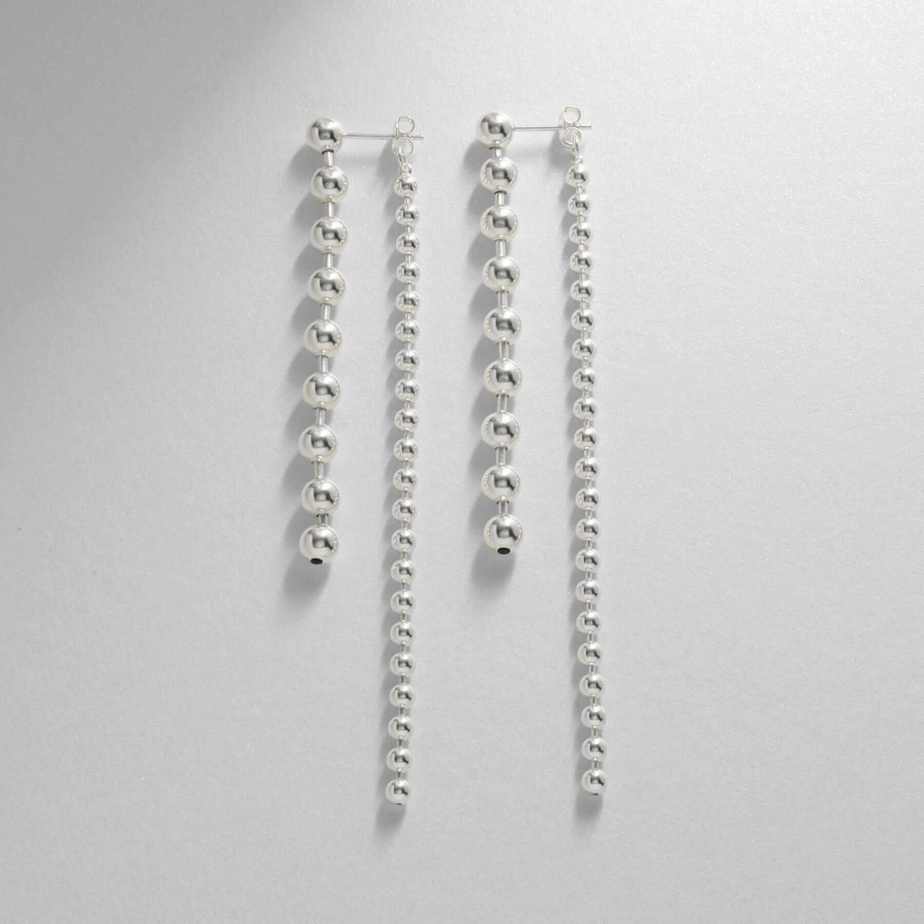 COCOSHNIK ONKITSCH「シルバー チェーンピアス ボール フロントバック」|ピアス|