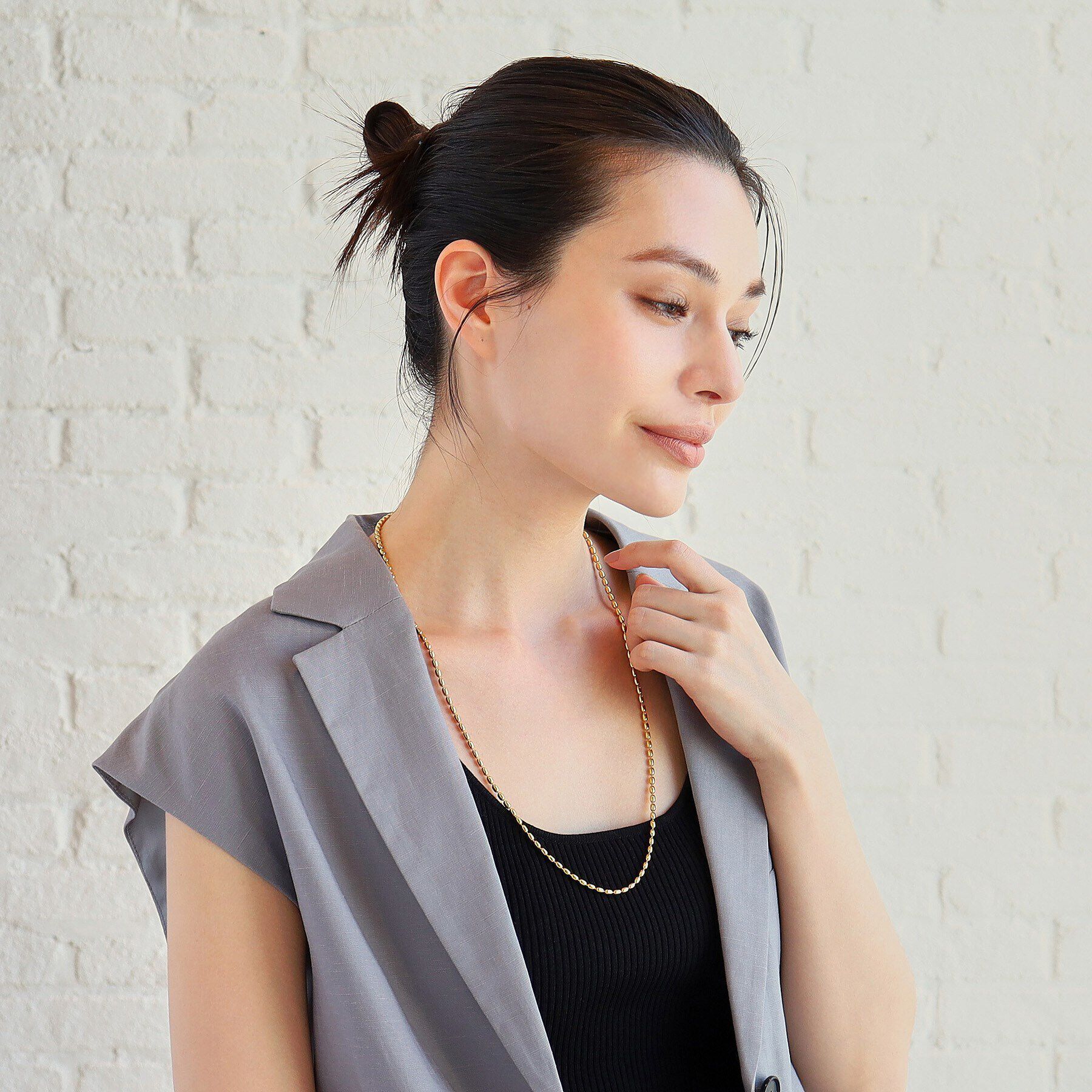 COCOSHNIK ONKITSCH「シルバー デザインチェーン オーバルボールM ネックレス GP」|ネックレス|