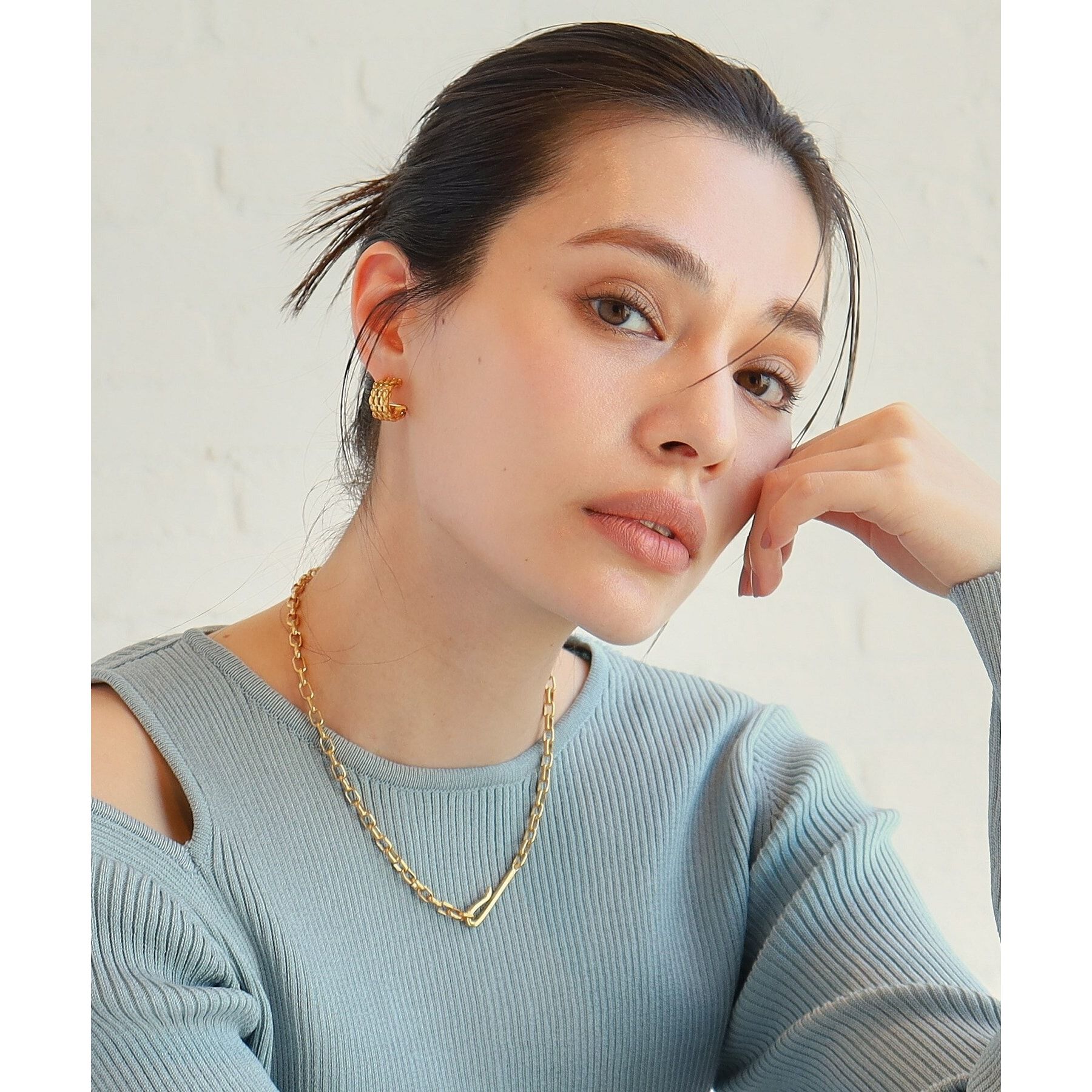 COCOSHNIK ONKITSCH「シルバー スモールフープ マーキスメッシュ ピアス GP」|ピアス|