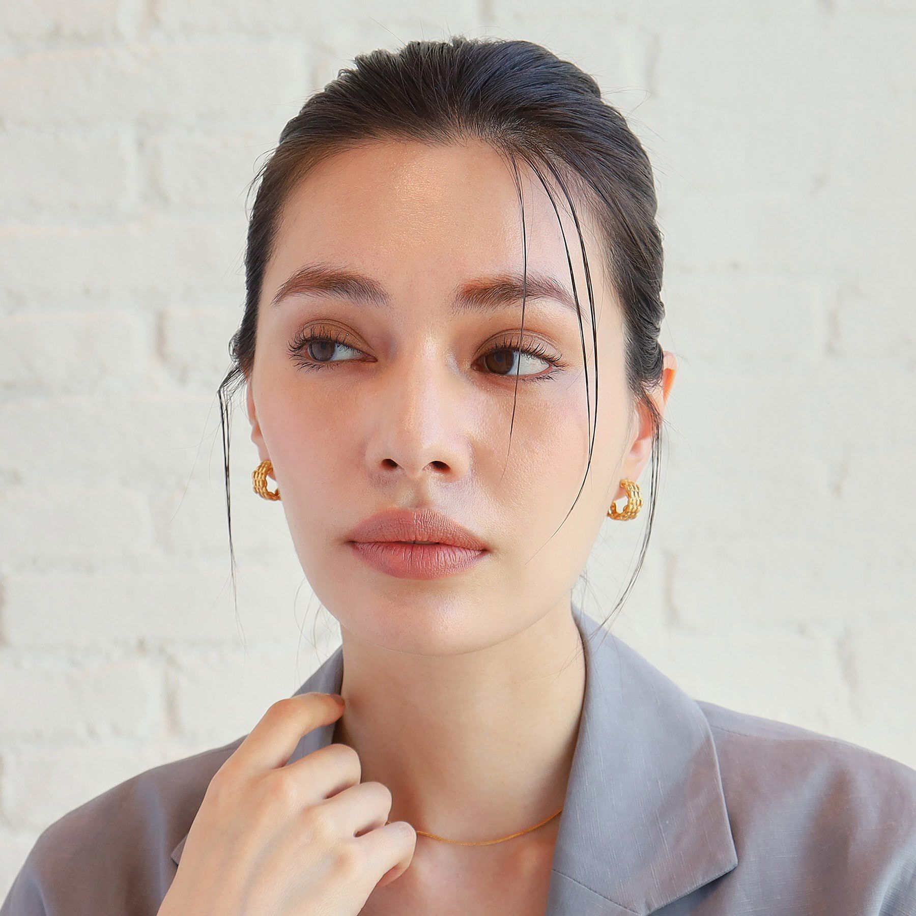 COCOSHNIK ONKITSCH「シルバー スモールフープ マーキスメッシュ ピアス GP」|ピアス|