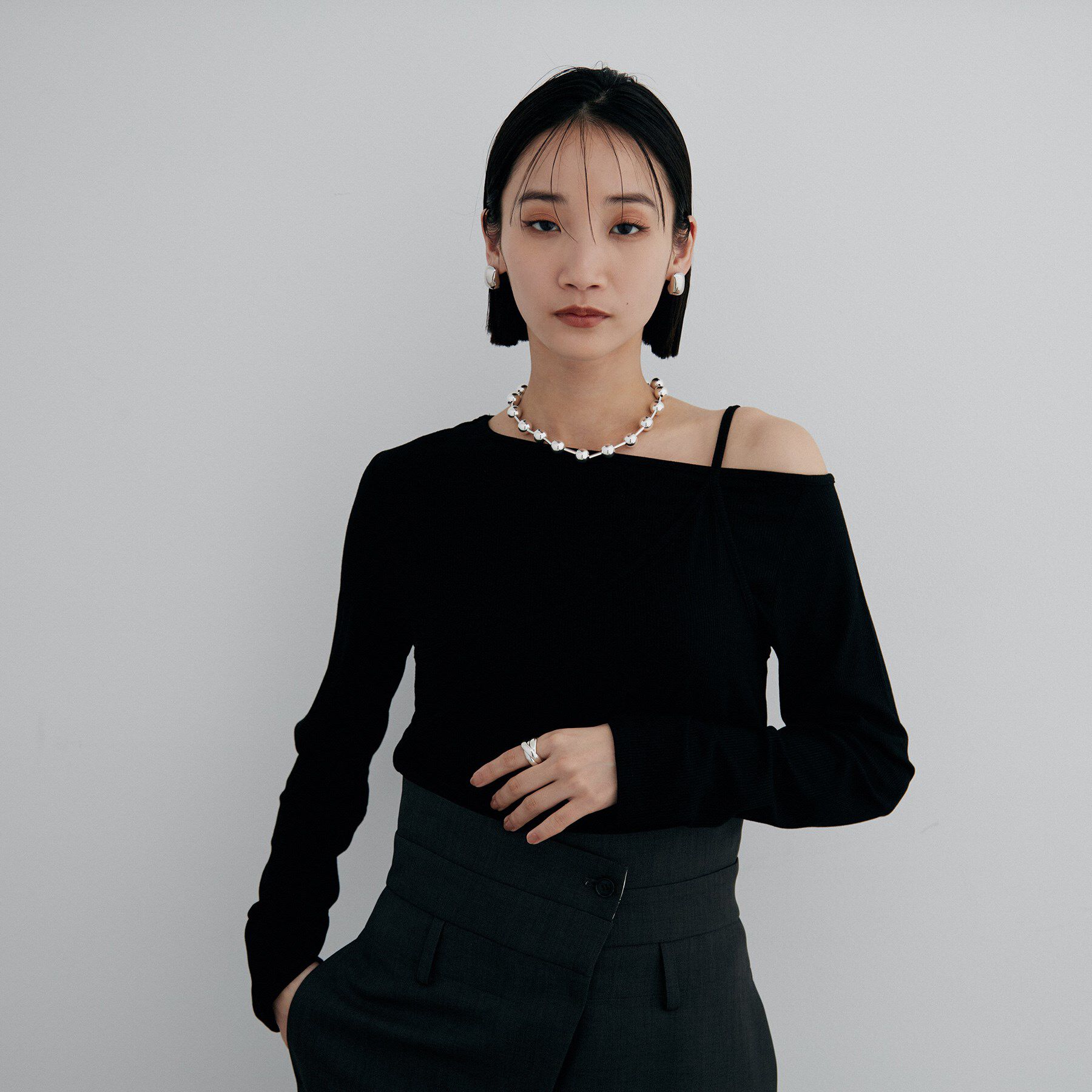 COCOSHNIK ONKITSCH「シルバー ホロウボールコネクテッド ネックレス」|ネックレス|