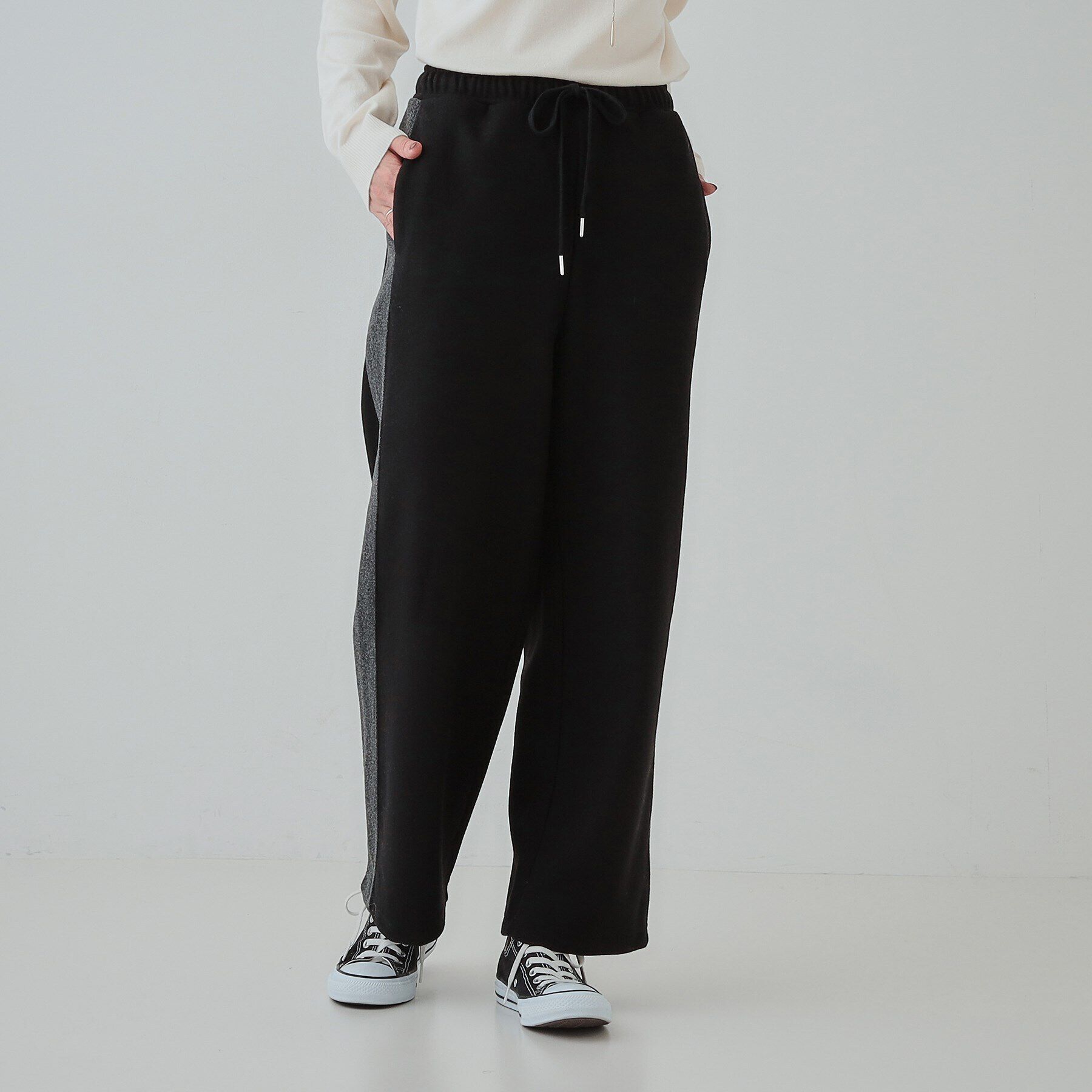 SHOO･LA･RUE「【S-LL】脚のラインをきれいに見せる サイドライン起毛イージーパンツ」|その他|