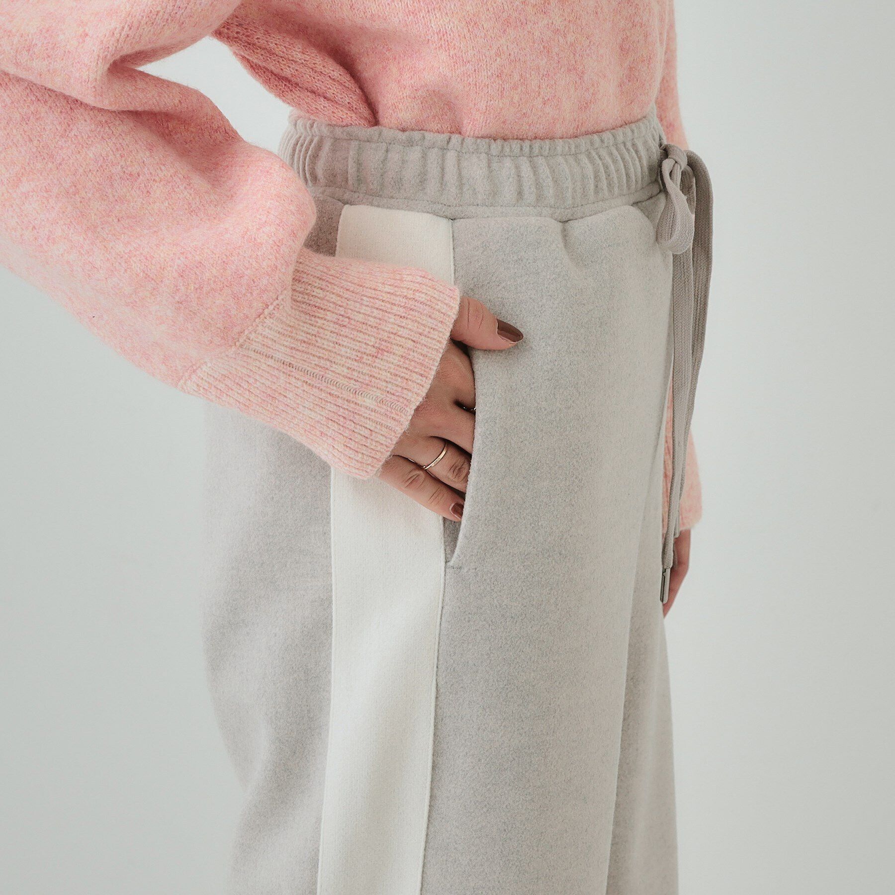 SHOO･LA･RUE「【S-LL】脚のラインをきれいに見せる サイドライン起毛イージーパンツ」|その他|