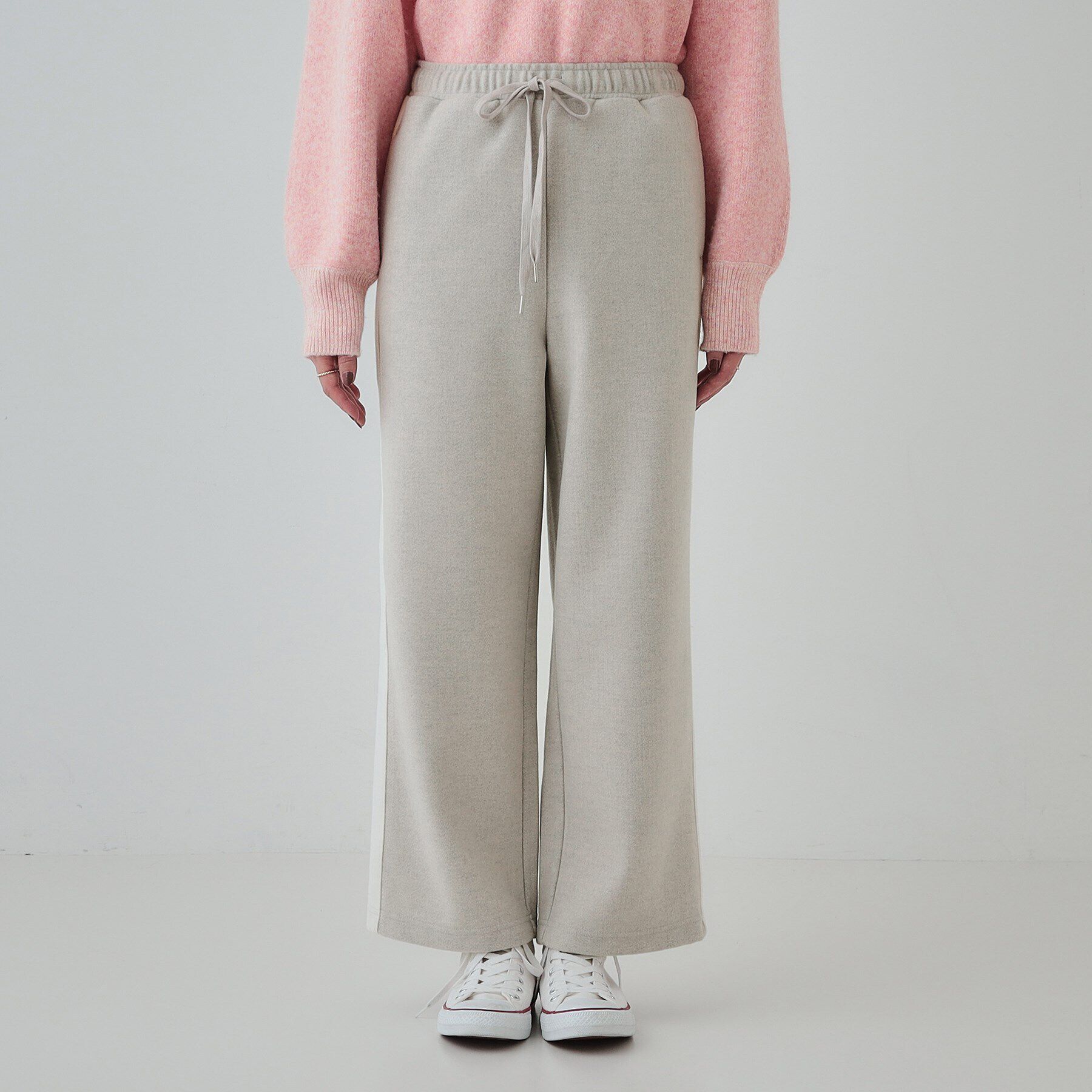 SHOO･LA･RUE「【S-LL】脚のラインをきれいに見せる サイドライン起毛イージーパンツ」|その他|