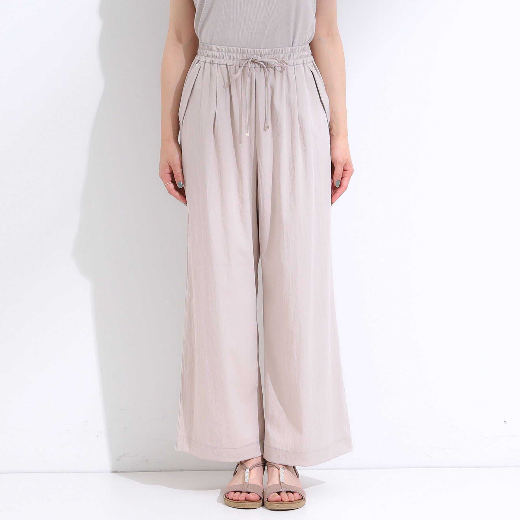 SHOO･LA･RUE「【着丈選べる/S-LL】触れる度ひんやり ゆるきれい イージーワイドパンツ」|その他|