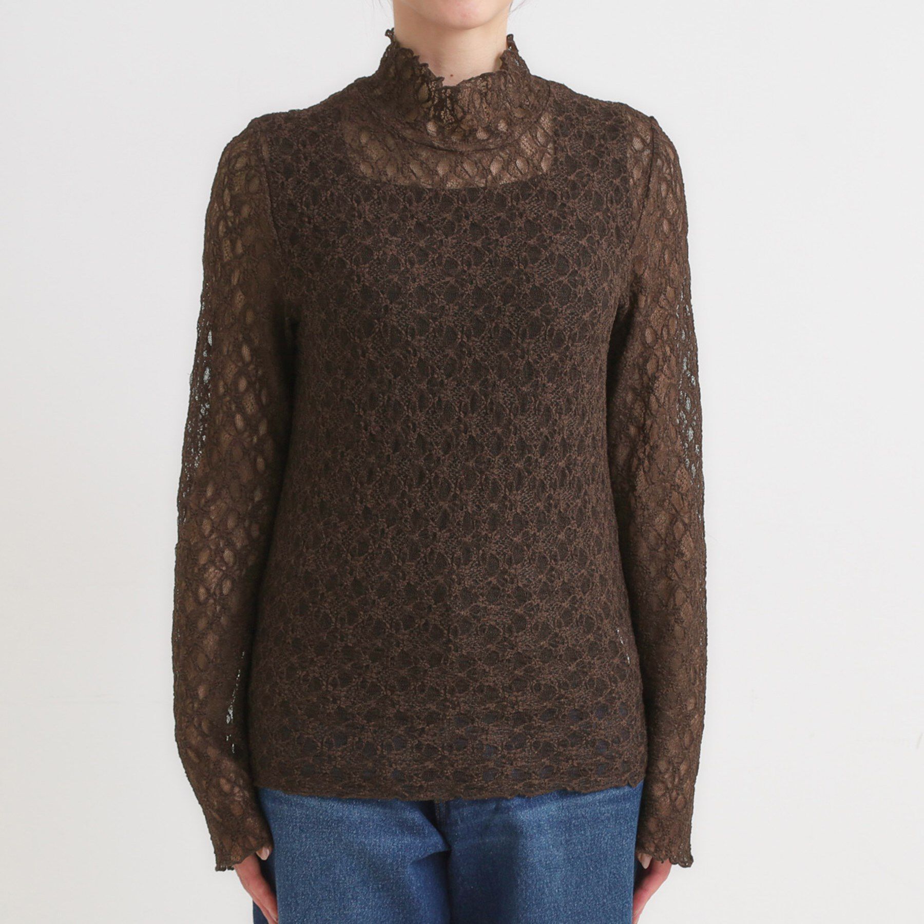 SHOO･LA･RUE「【S-LL】上品なレースハイネックトップス」|Tシャツ・カットソー|