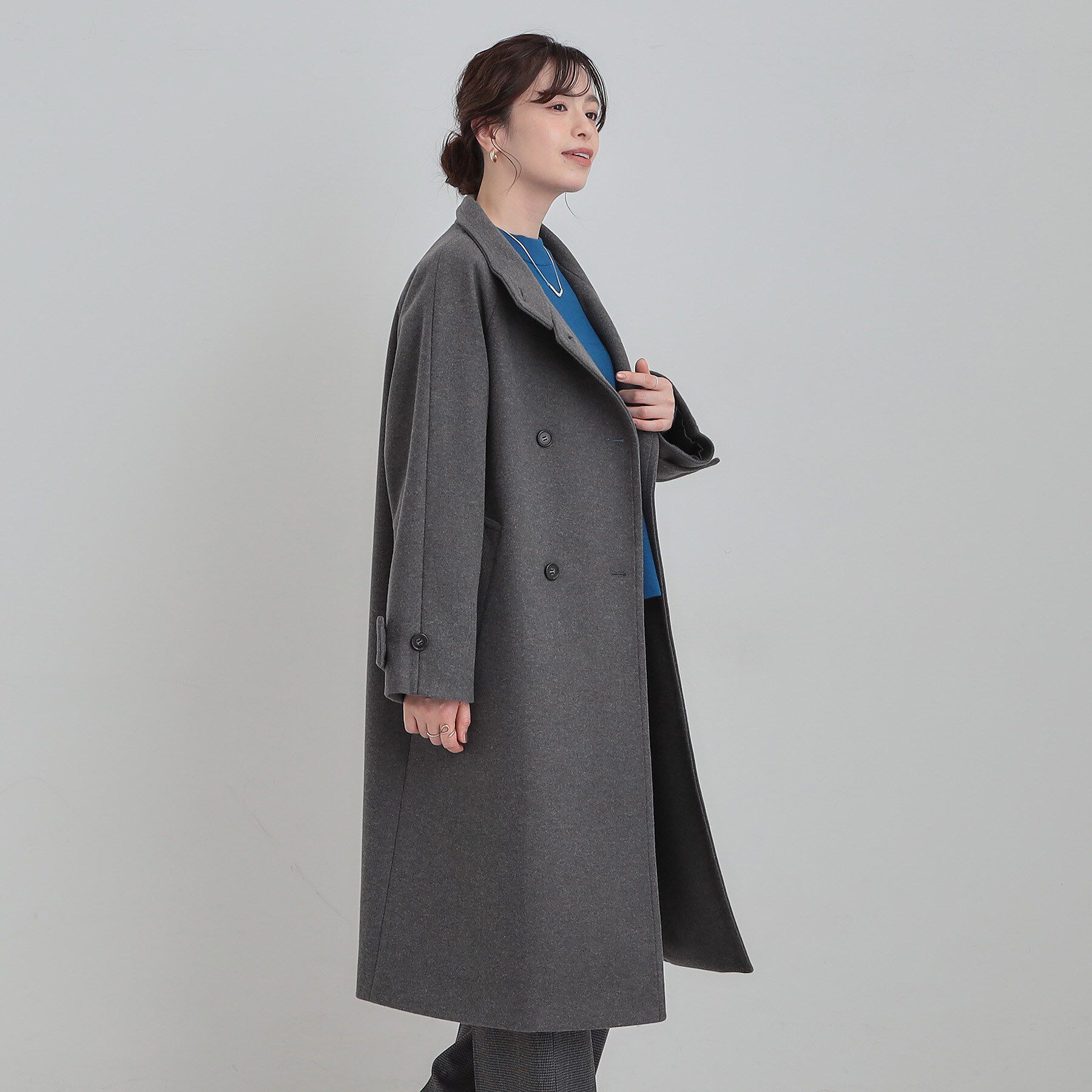 SHOO･LA･RUE「【S-LL】大人のきれいめスタイルに ウール調スタンドロングコート」|その他|