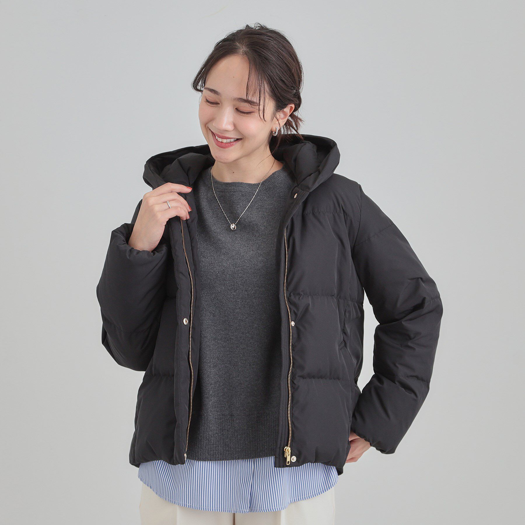 SHOO･LA･RUE「【撥水/洗える】ショートフーディーダウン」|ダウン|