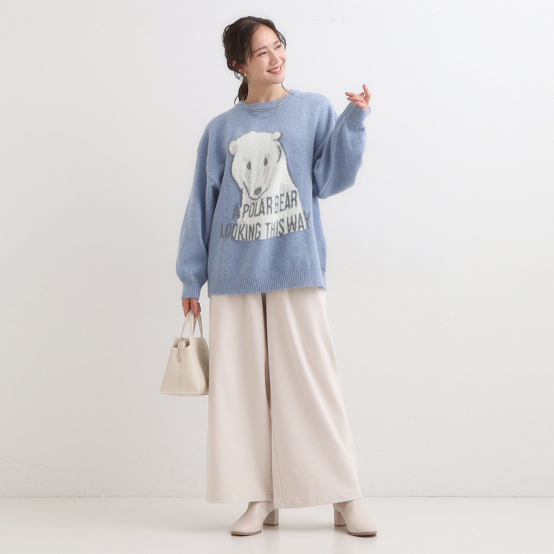 SHOO･LA･RUE「【旭山動物園応援商品】ゆるアニマル ふわふわジャカードニット」|ニット・セーター|