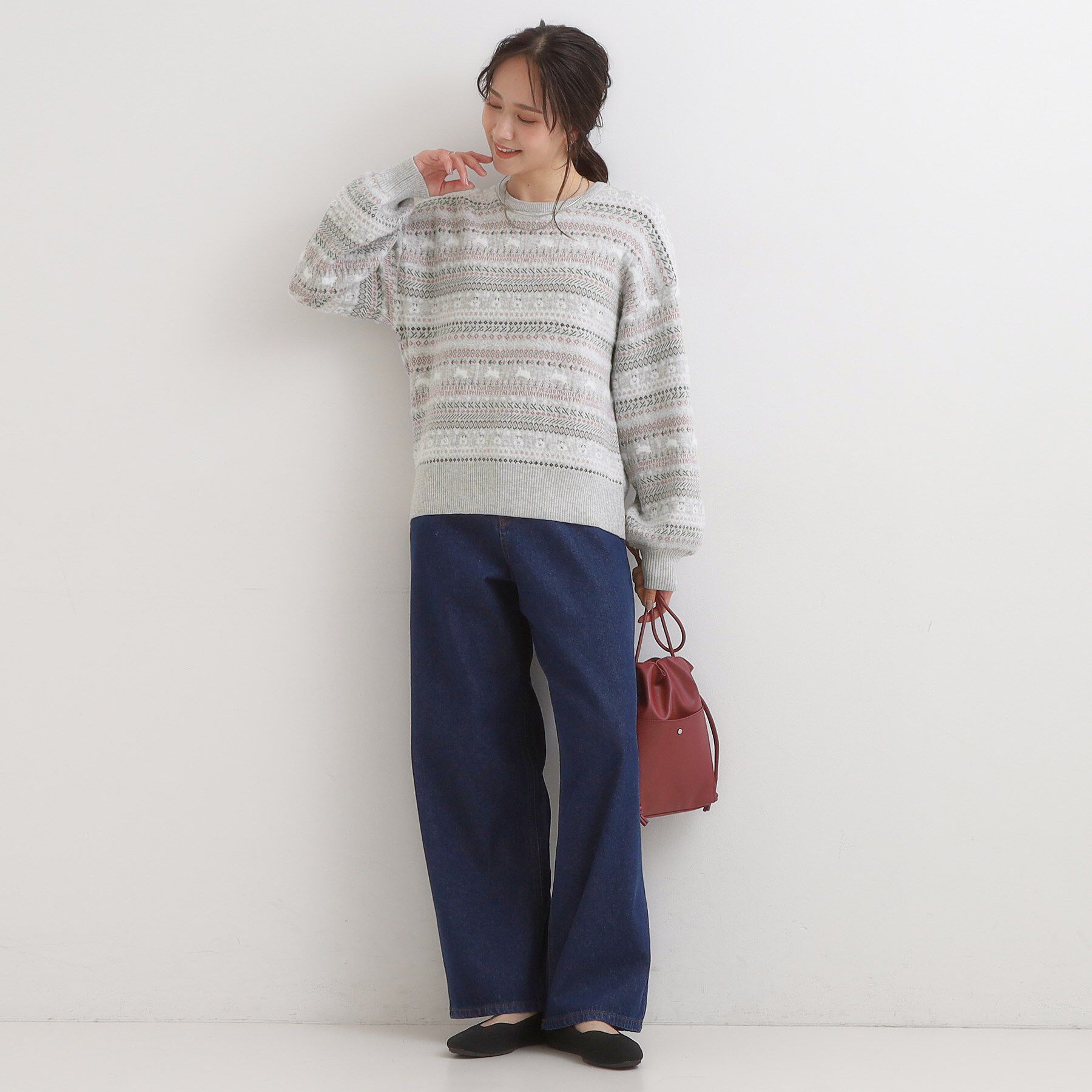 SHOO･LA･RUE「【旭山動物園応援商品】ノルディック柄 モールニット」|ニット・セーター|