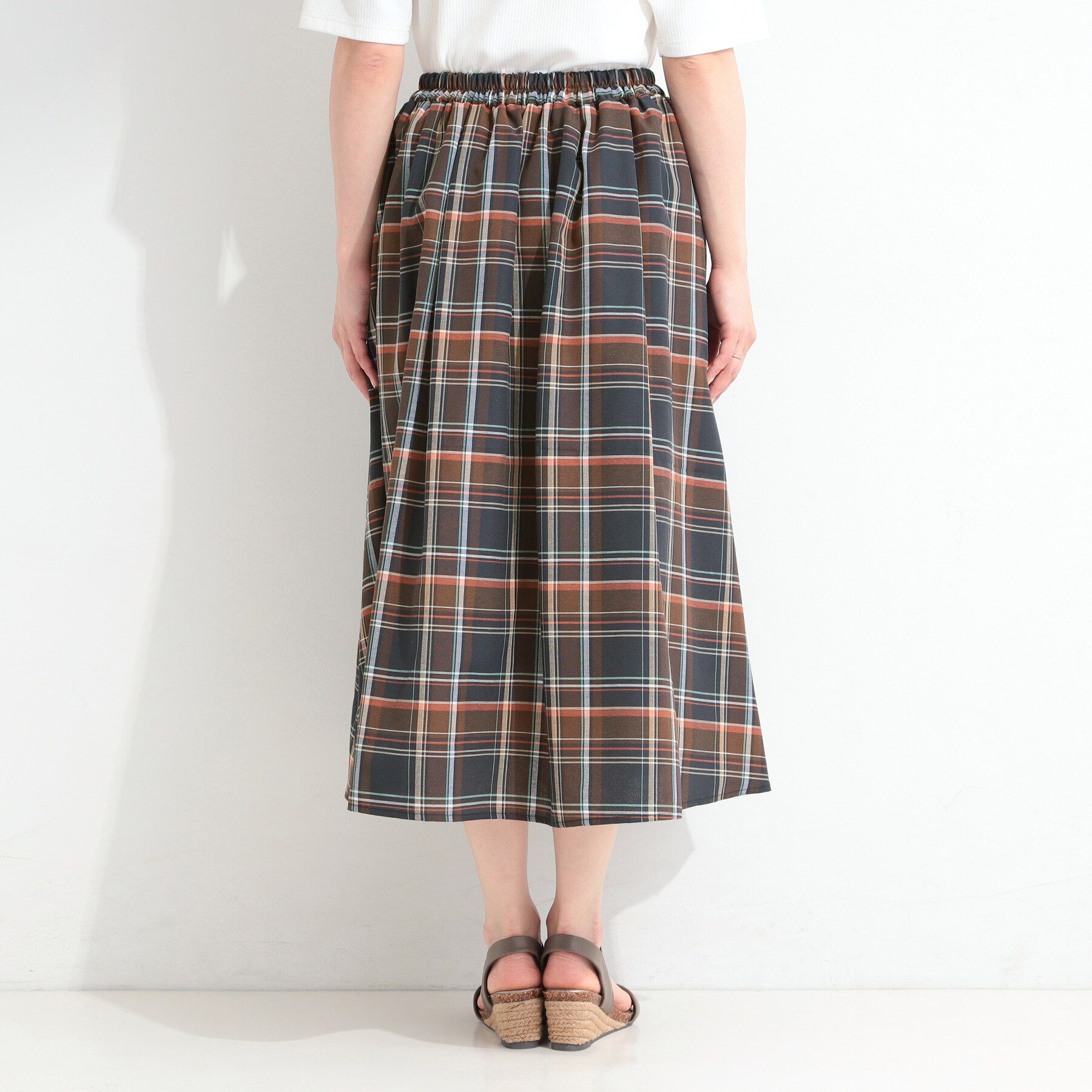 SHOO･LA･RUE「【S-LL/洗濯機可】1枚で華やか やわらかチェックフレアスカート」|スカート|