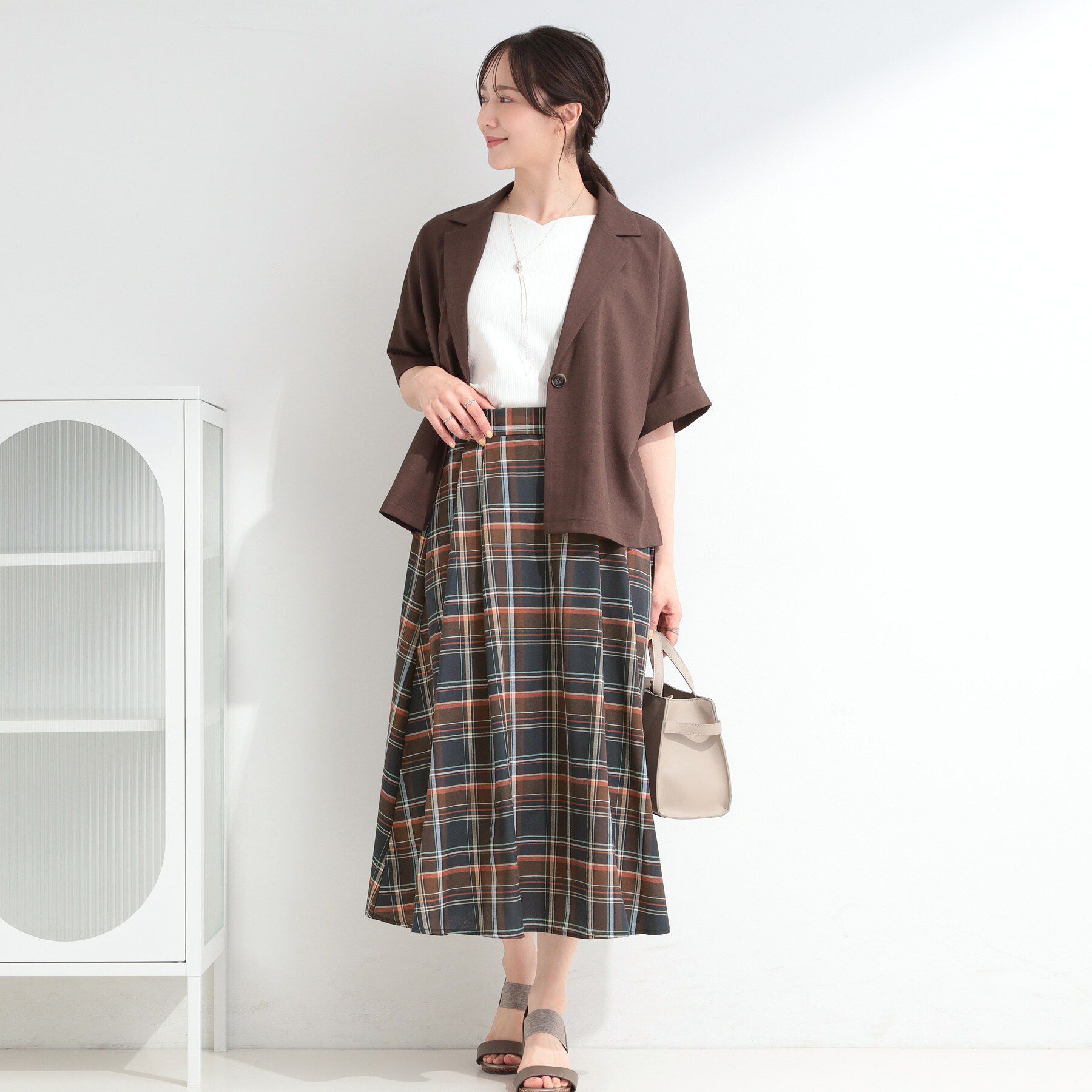 SHOO･LA･RUE「【S-LL/洗濯機可】1枚で華やか やわらかチェックフレアスカート」|スカート|