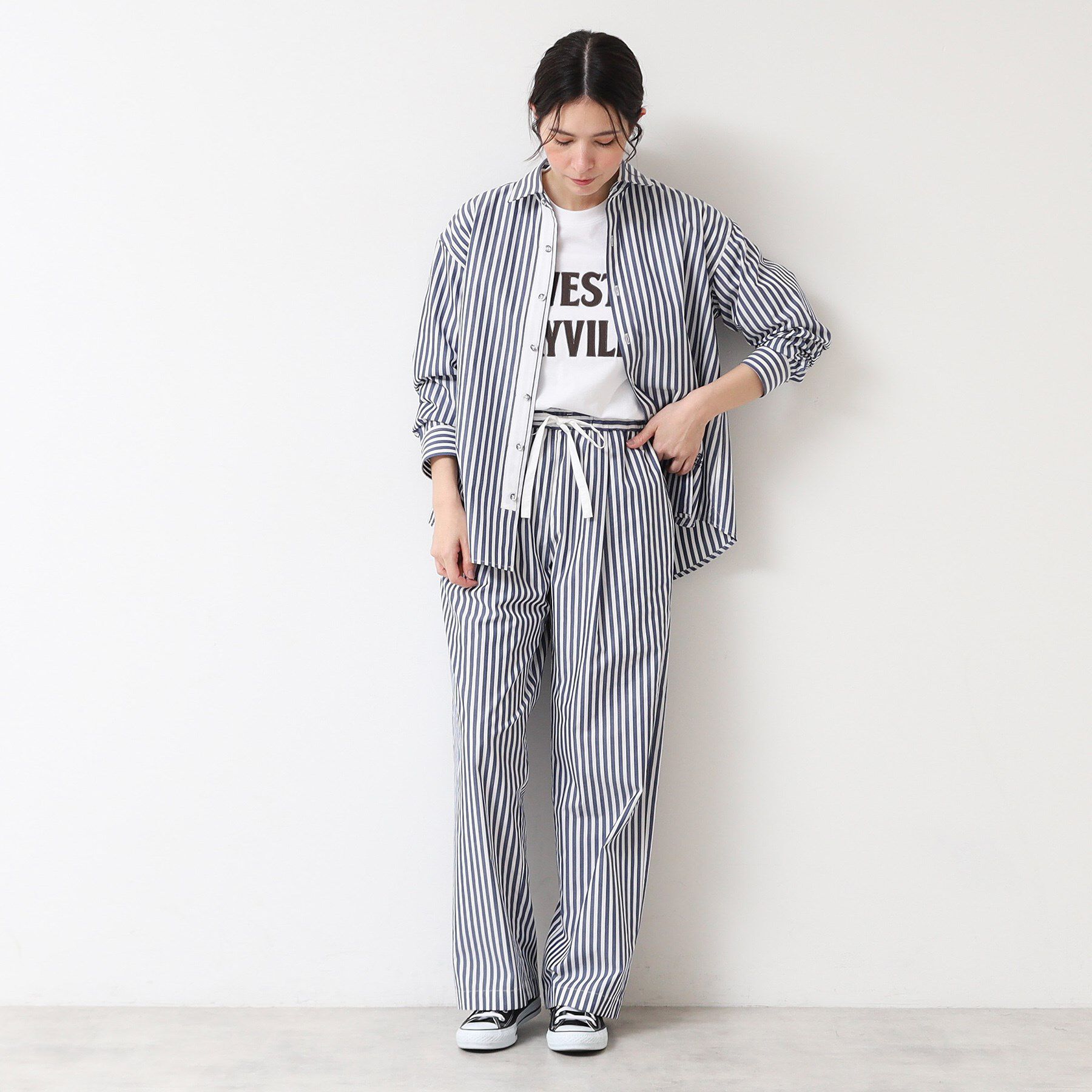 Dessin「【洗える・ウエストゴム】ストライプリラックスパンツ」|その他|