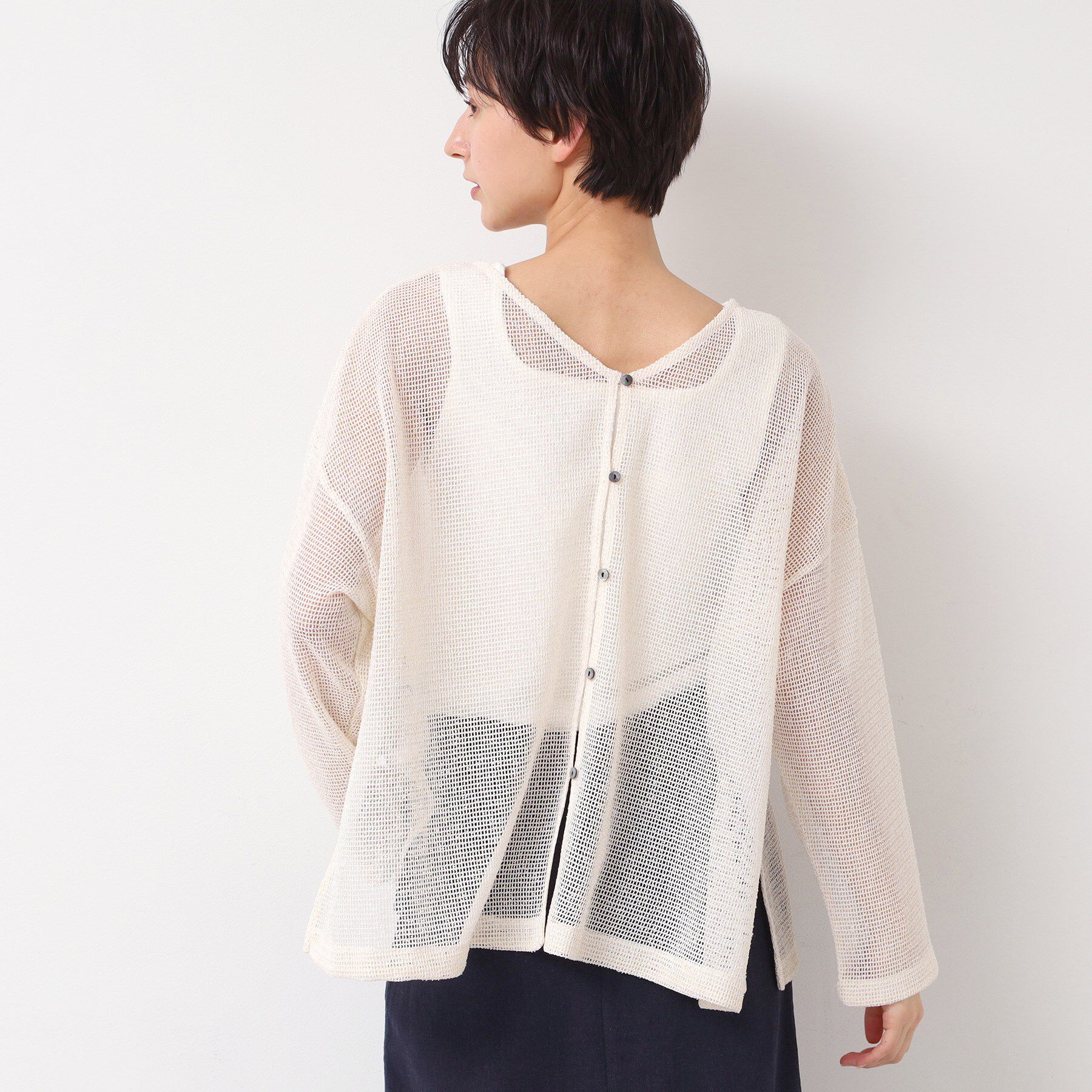 Dessin「【前後2WAY・洗える】ラメ入りオーバーサイズメッシュブラウス」|シャツ・ブラウス|