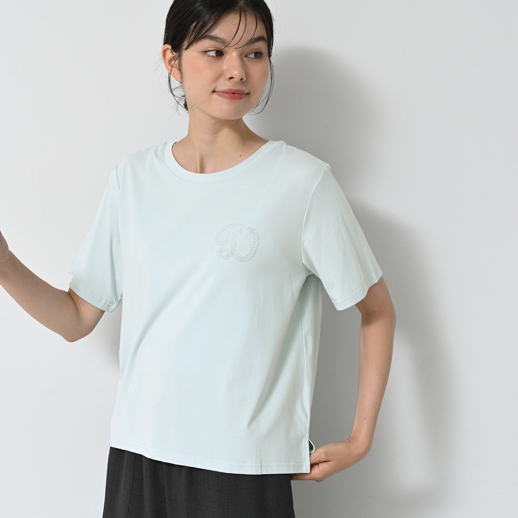 Dessin「【洗える】チュール刺繍Tシャツ」|Tシャツ・カットソー|