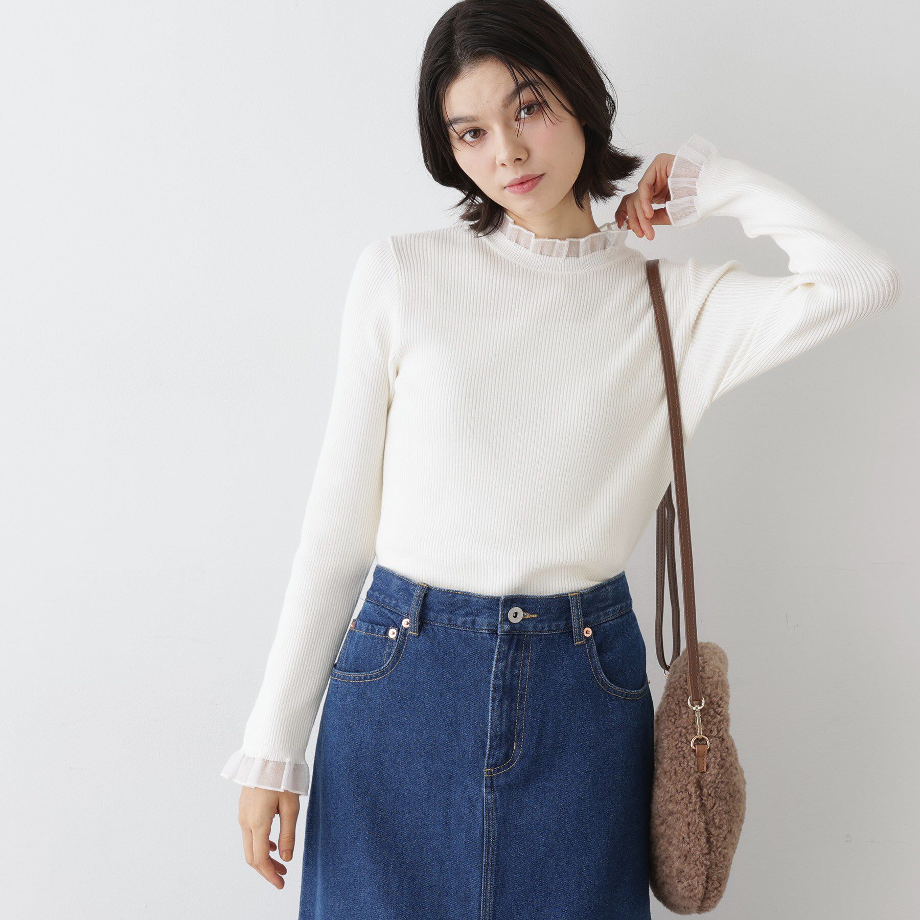 Dessin「【洗える】オーガンジーフリルニット」|ニット・セーター|