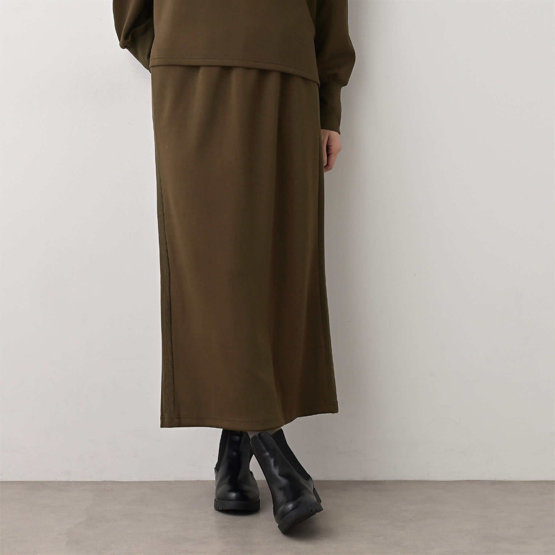 Dessin「【セットアップ可/洗える】切り替えデザインサイドリブスカート」|スカート|ブラウン(044)