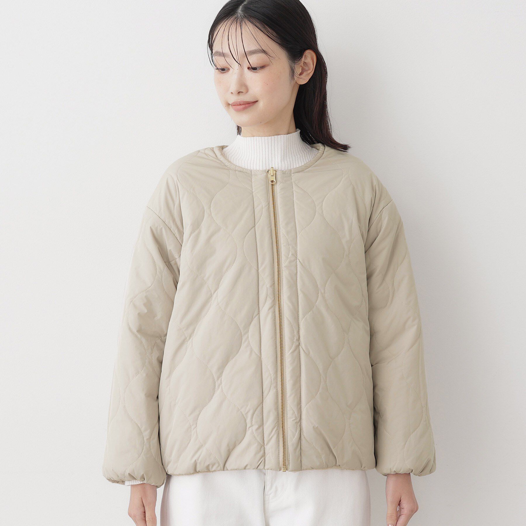 Dessin「【2WAY】リバーシブルタフタボアアウター」|ノーカラージャケット|