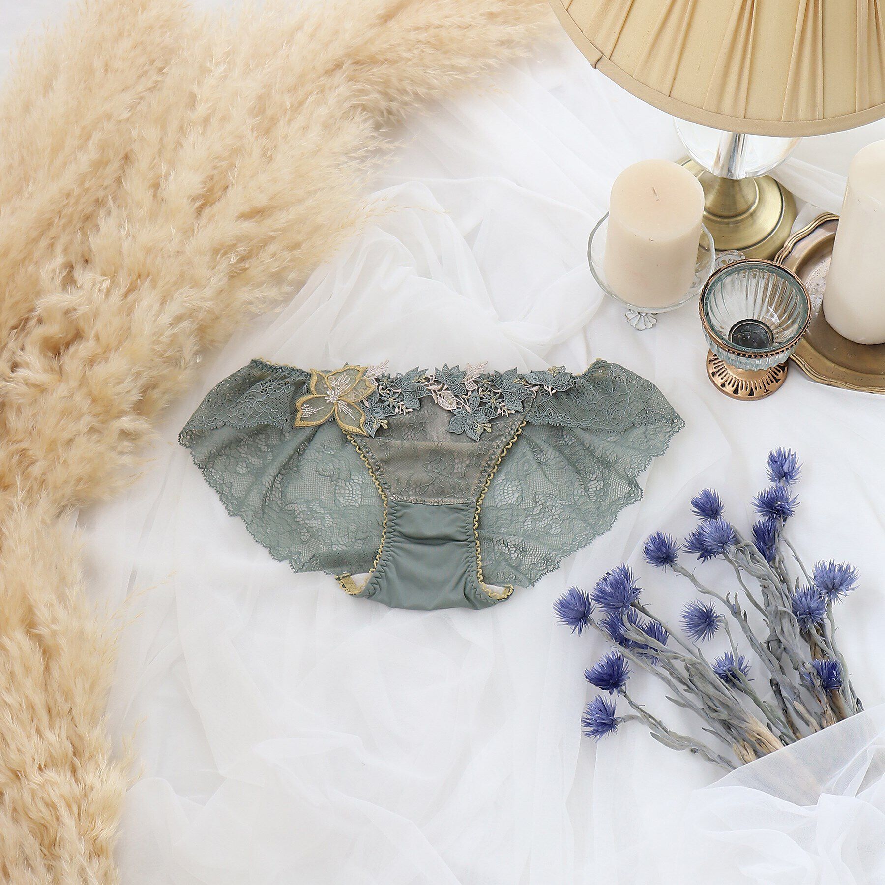 Risa Magli「エレーナ レースショーツ」|インナー|カーキ(027)