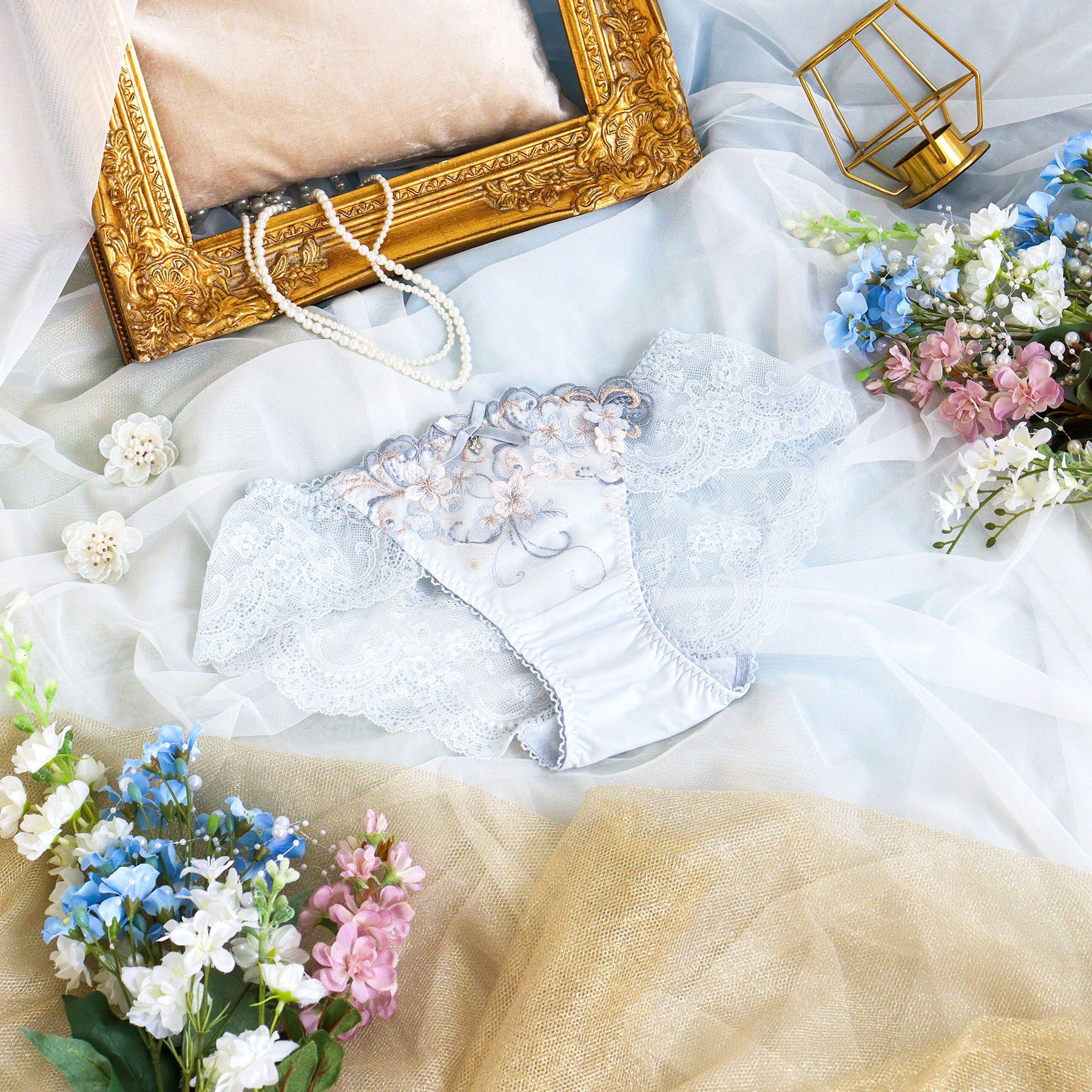 Risa Magli「アイシャ レースショーツ」|インナー|ブルー(092)