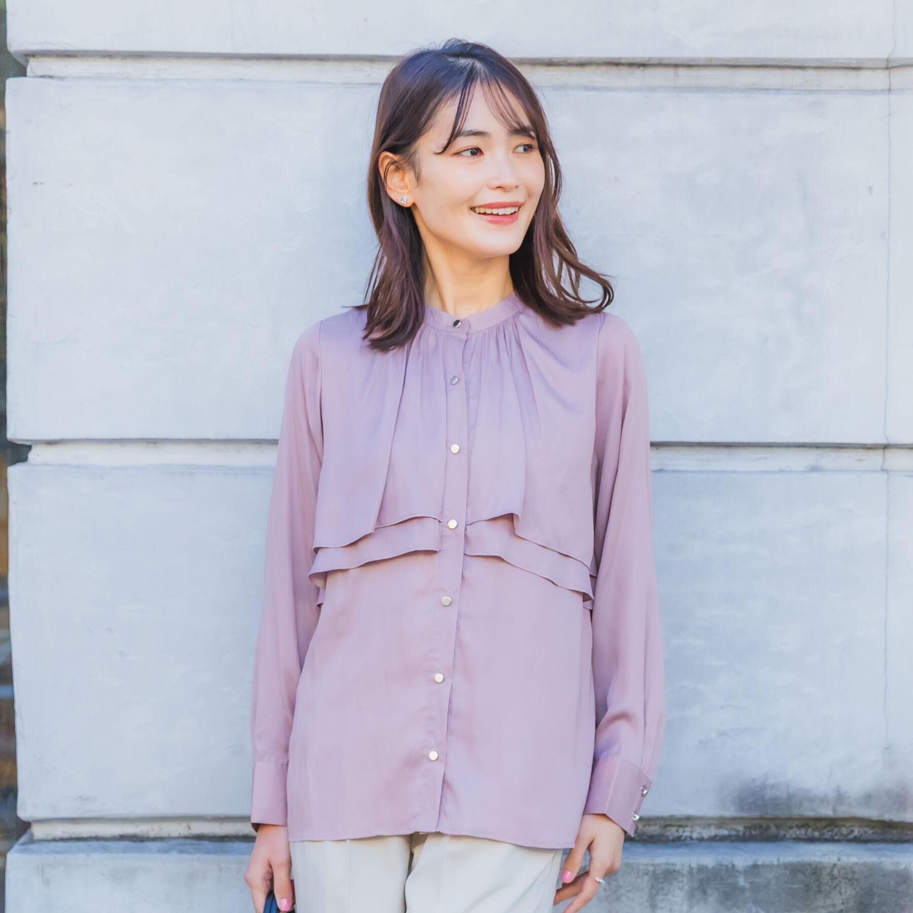 ITS&rsquo;DEMO「【手洗い可】サテンティアードブラウス」|シャツ・ブラウス|