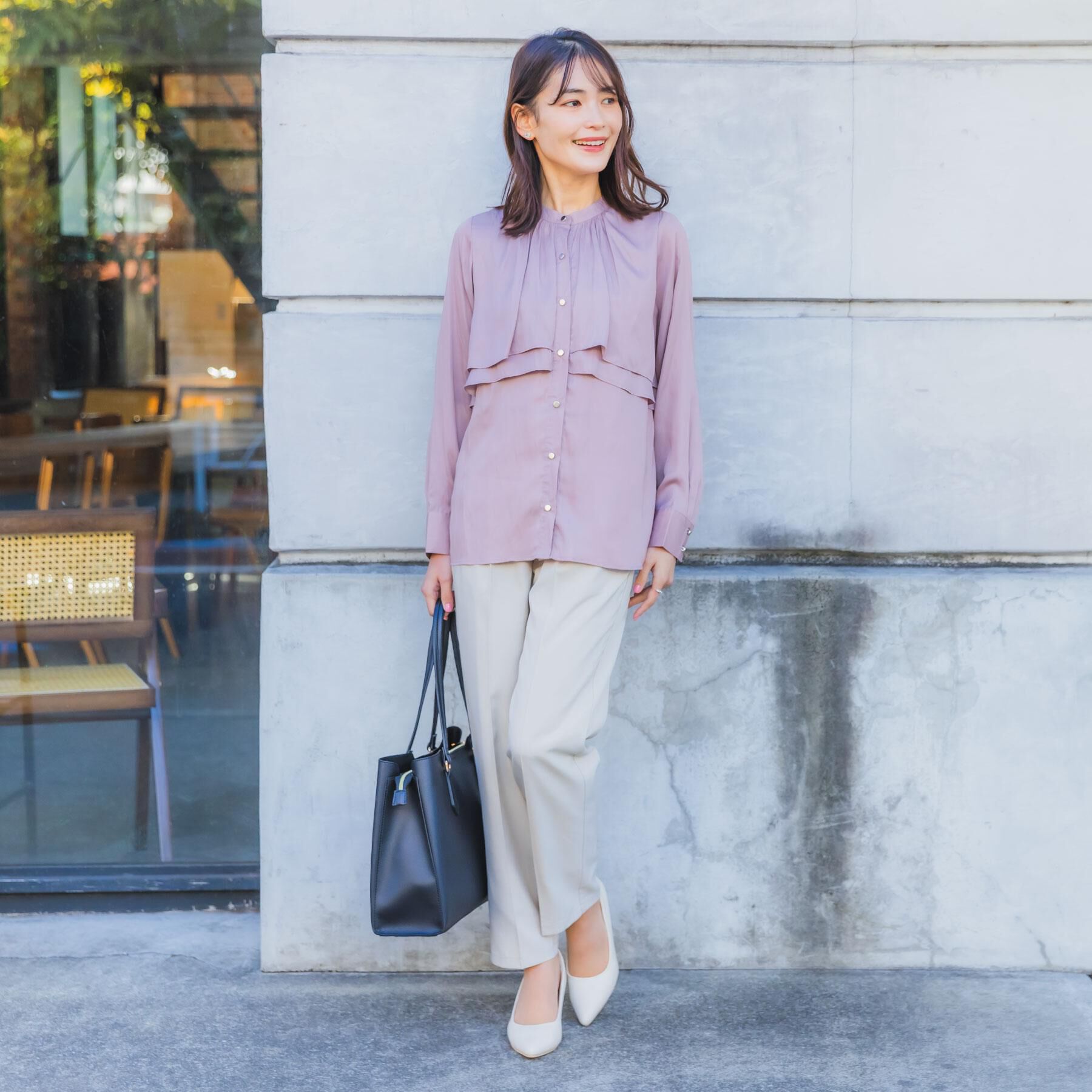 ITS&rsquo;DEMO「【手洗い可】サテンティアードブラウス」|シャツ・ブラウス|