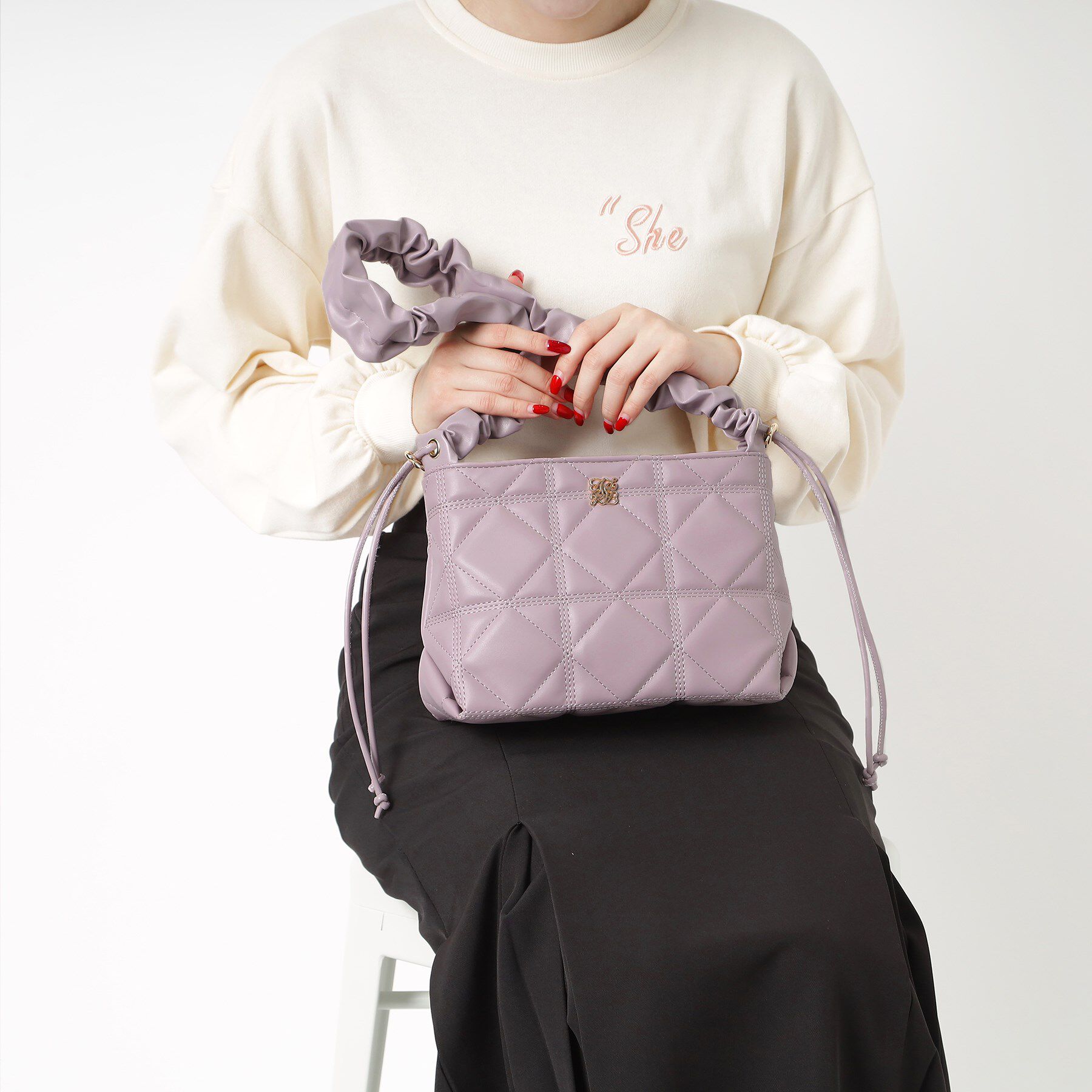 Ober Tashe「ロゴプレート付き キルティング2WAYショルダーバッグ」|ショルダー・メッセンジャー|