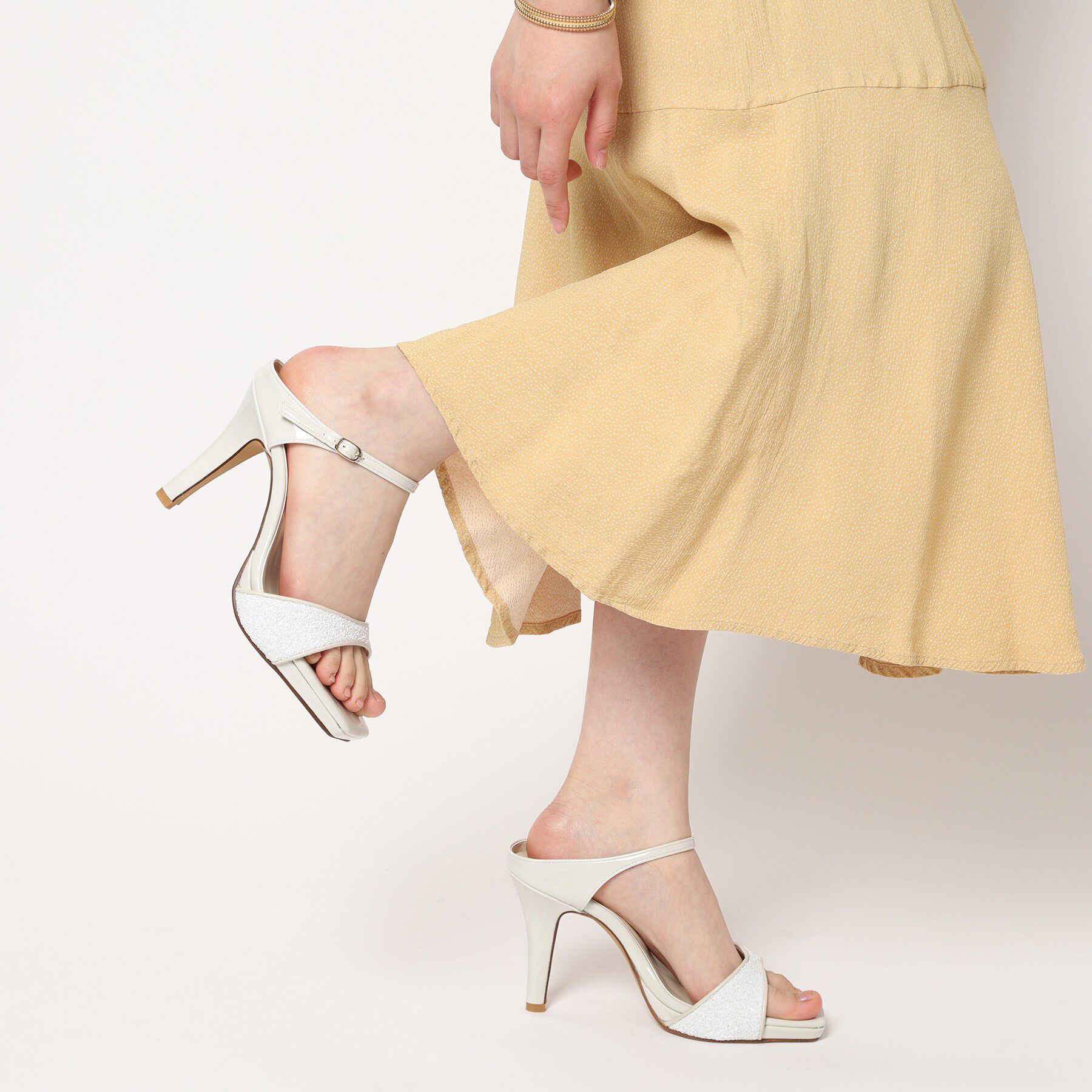 ESPERANZA「スクエアトゥグリッターミュール」|サンダル|