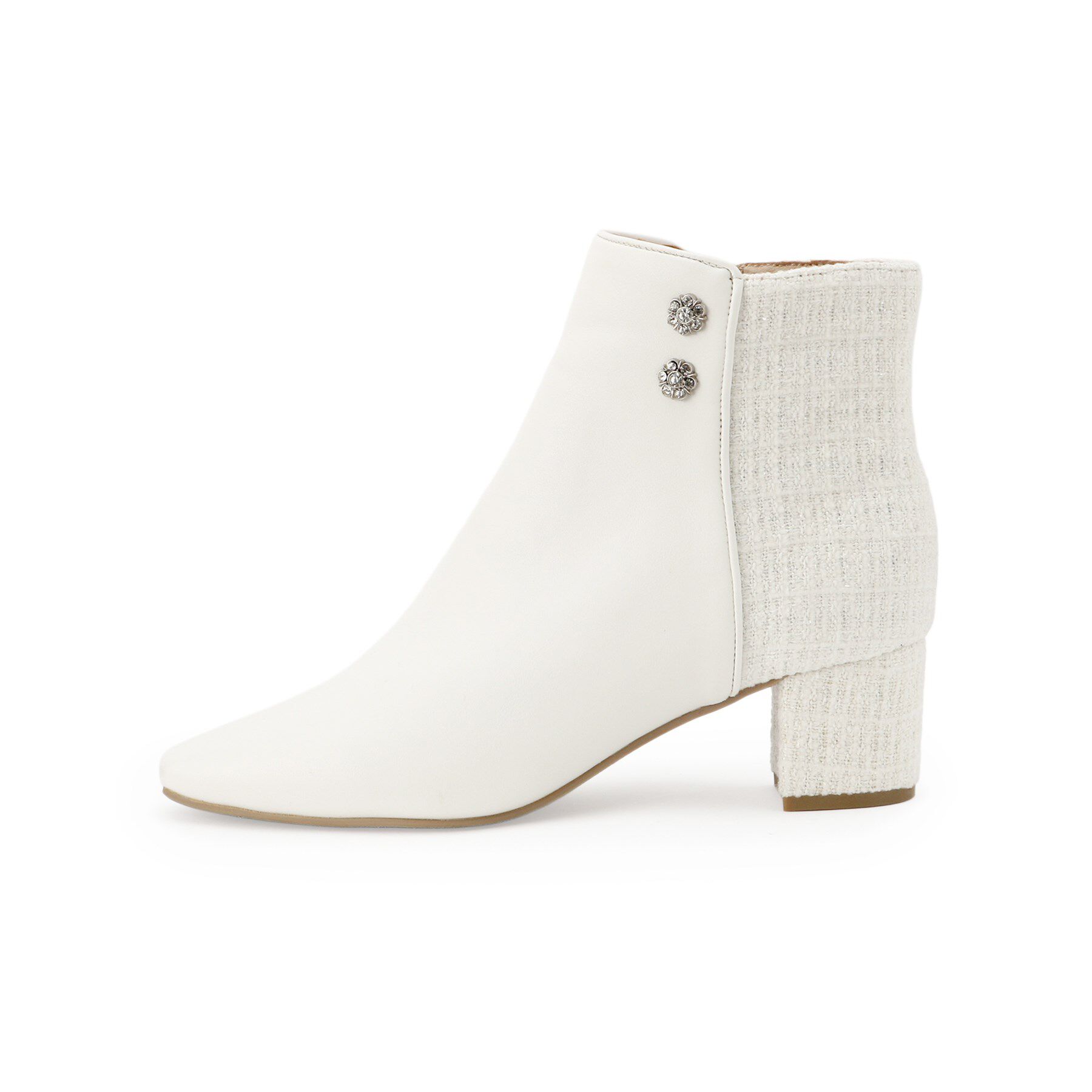 ESPERANZA「ビジュー付きツイードショートブーツ」|ショートブーツ|