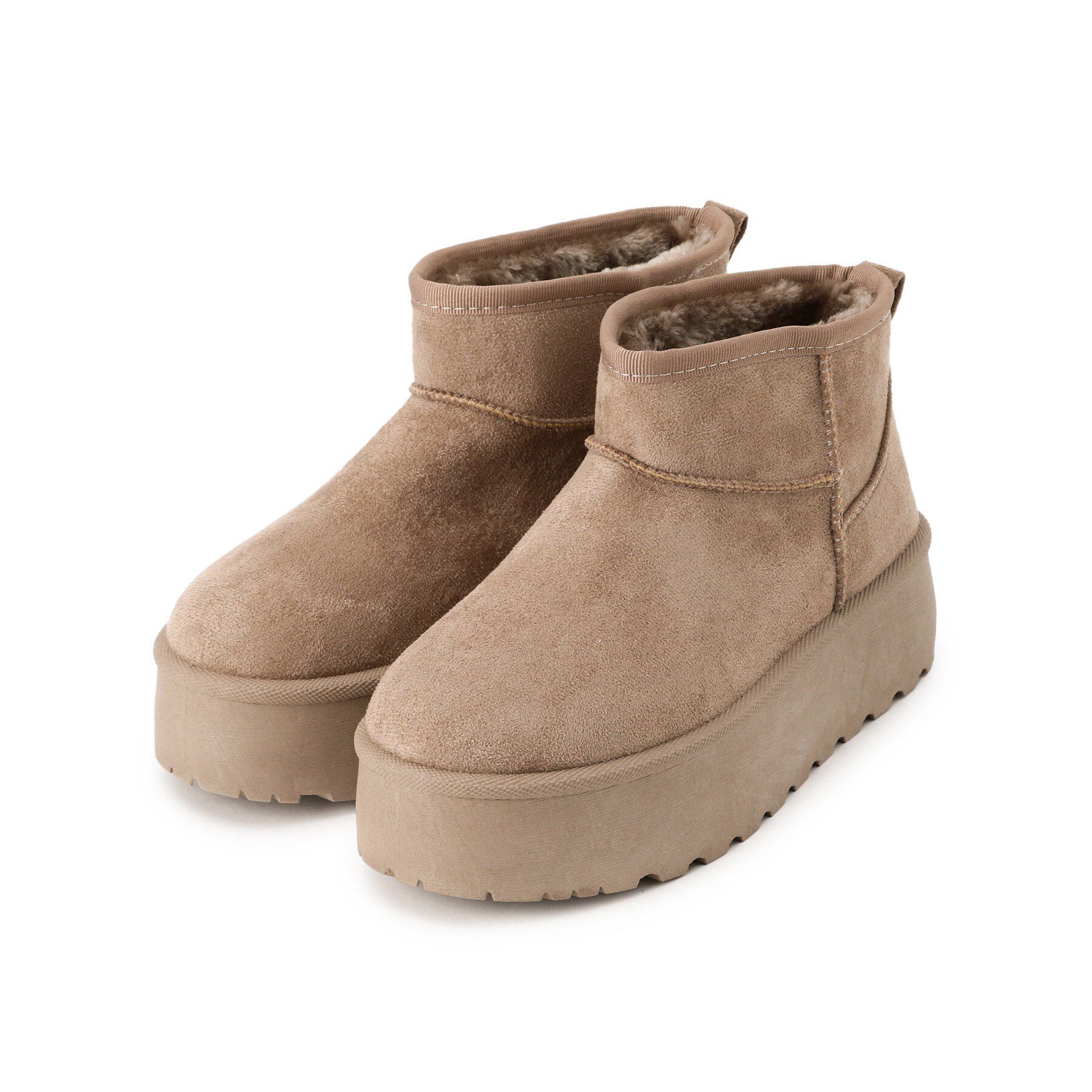 csT&P「厚底プレーンフェイクムートン」|ショートブーツ|