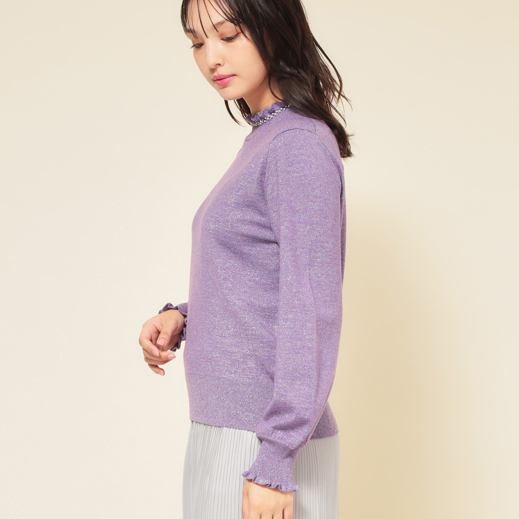 SunaUna「【SS～Lサイズ展開／6色展開】パール調ニット」|ニット・セーター|