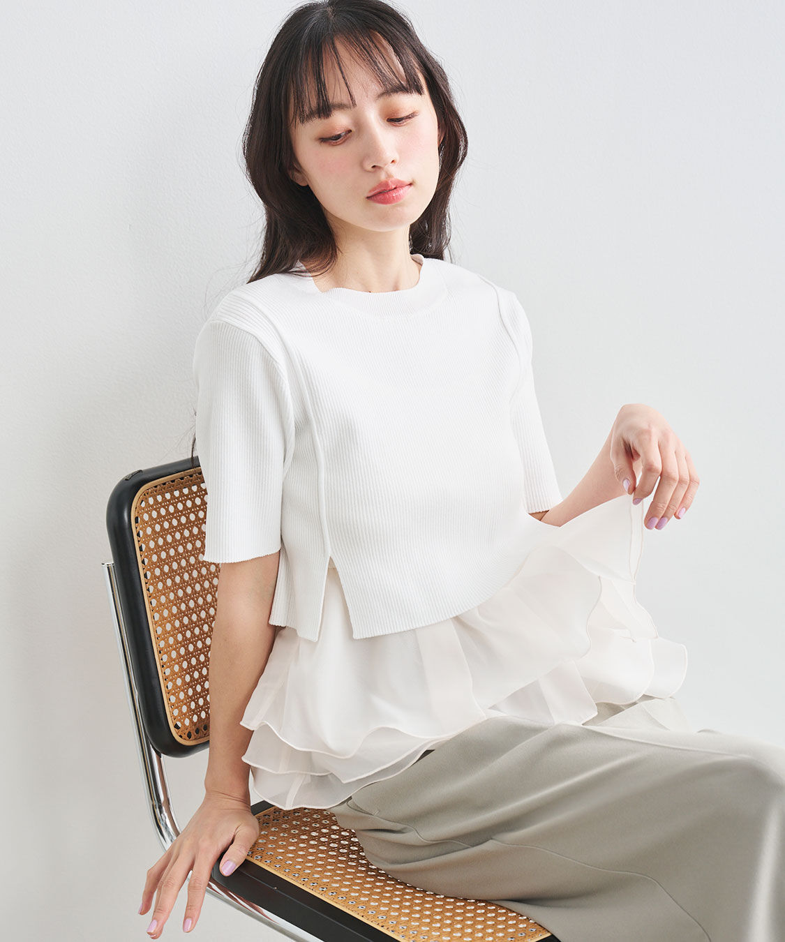 COCO DEAL「ペプラムブラウスセットニット」|シャツ・ブラウス|